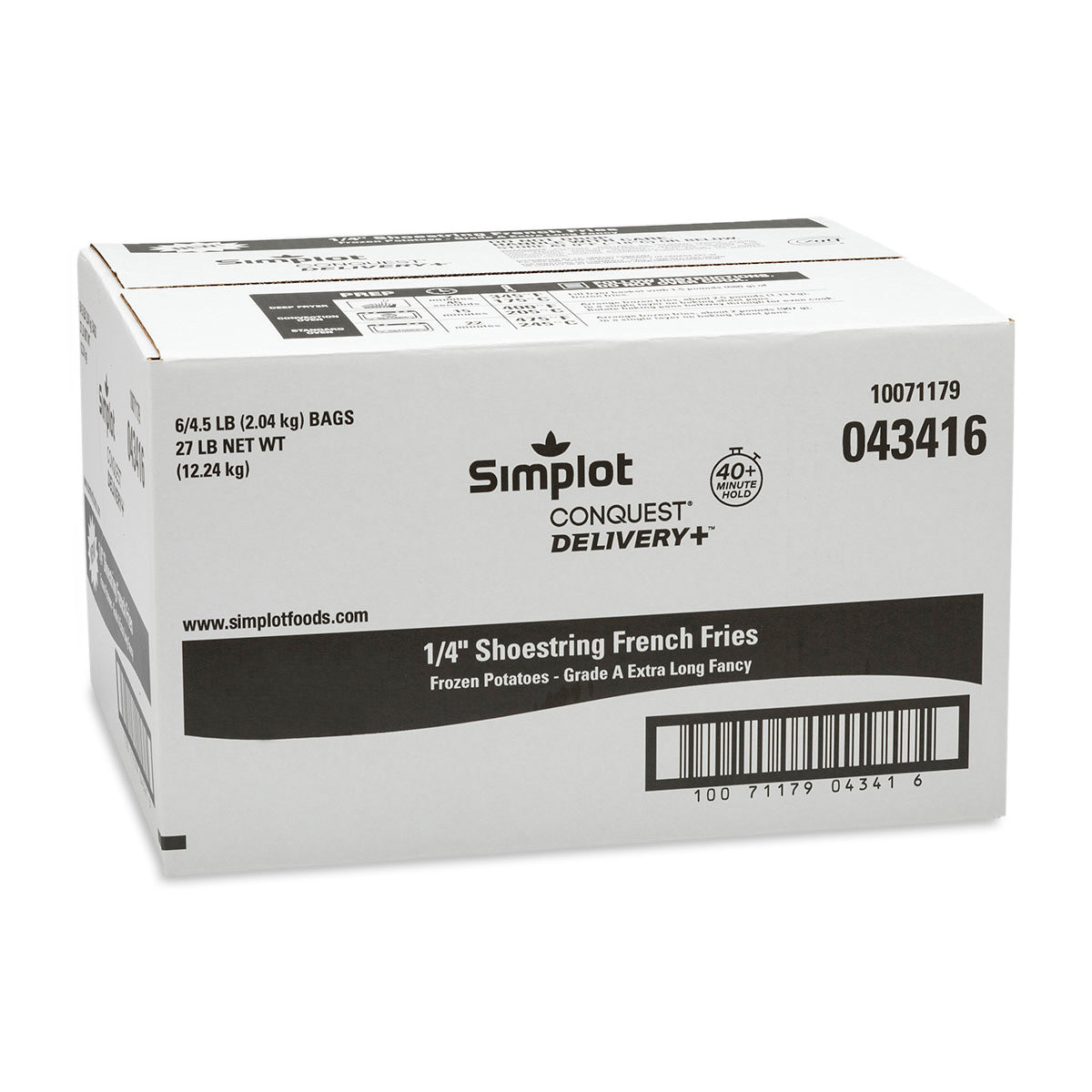 Simplot Conquest Delivery 4" Clear Coatedshoestring Cut Fries 4.5 Pound Each - 6 Per Case.