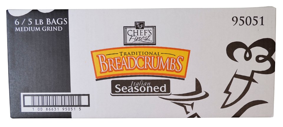 Chef's Finest Crumbled Medium Seasoned Bread 5 Pound Each - 6 Per Case.
