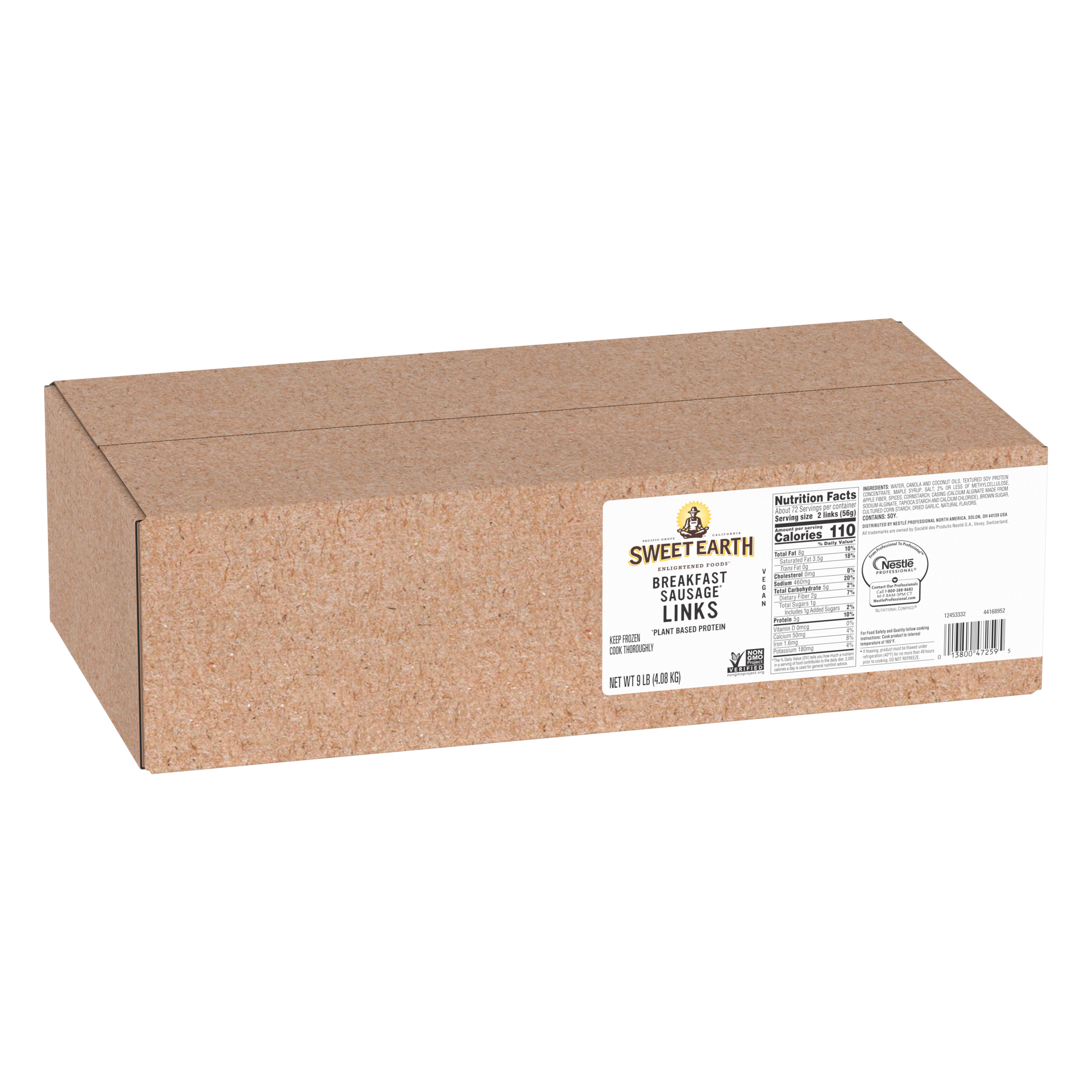 Sweet Earth Breakfast Sausage Links Plant Based Protein Pouch 9 Pound Each - 1 Per Case.