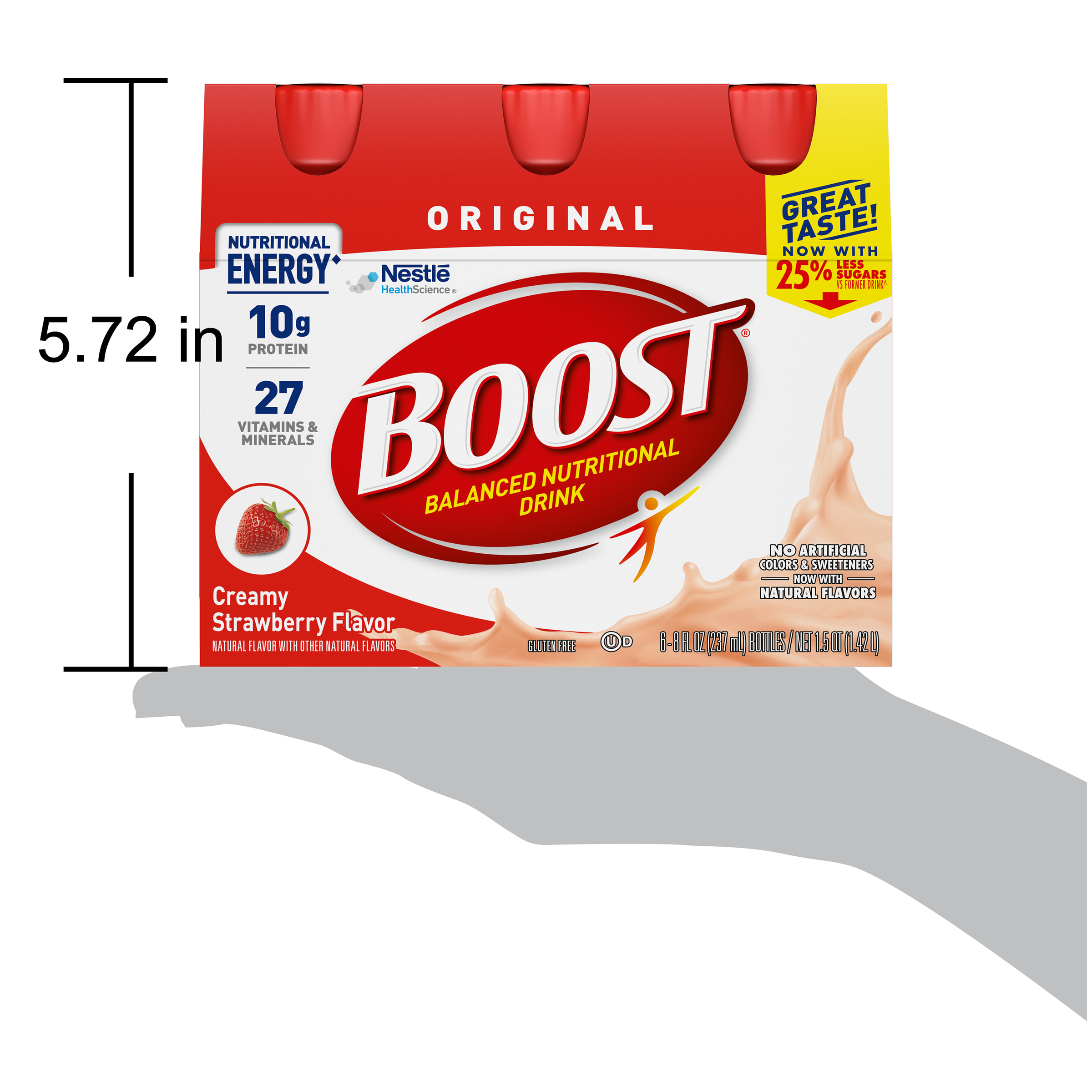 Boost Original Creamy Strawberry Bottles 8 Fluid Ounce - 24 Per Case.