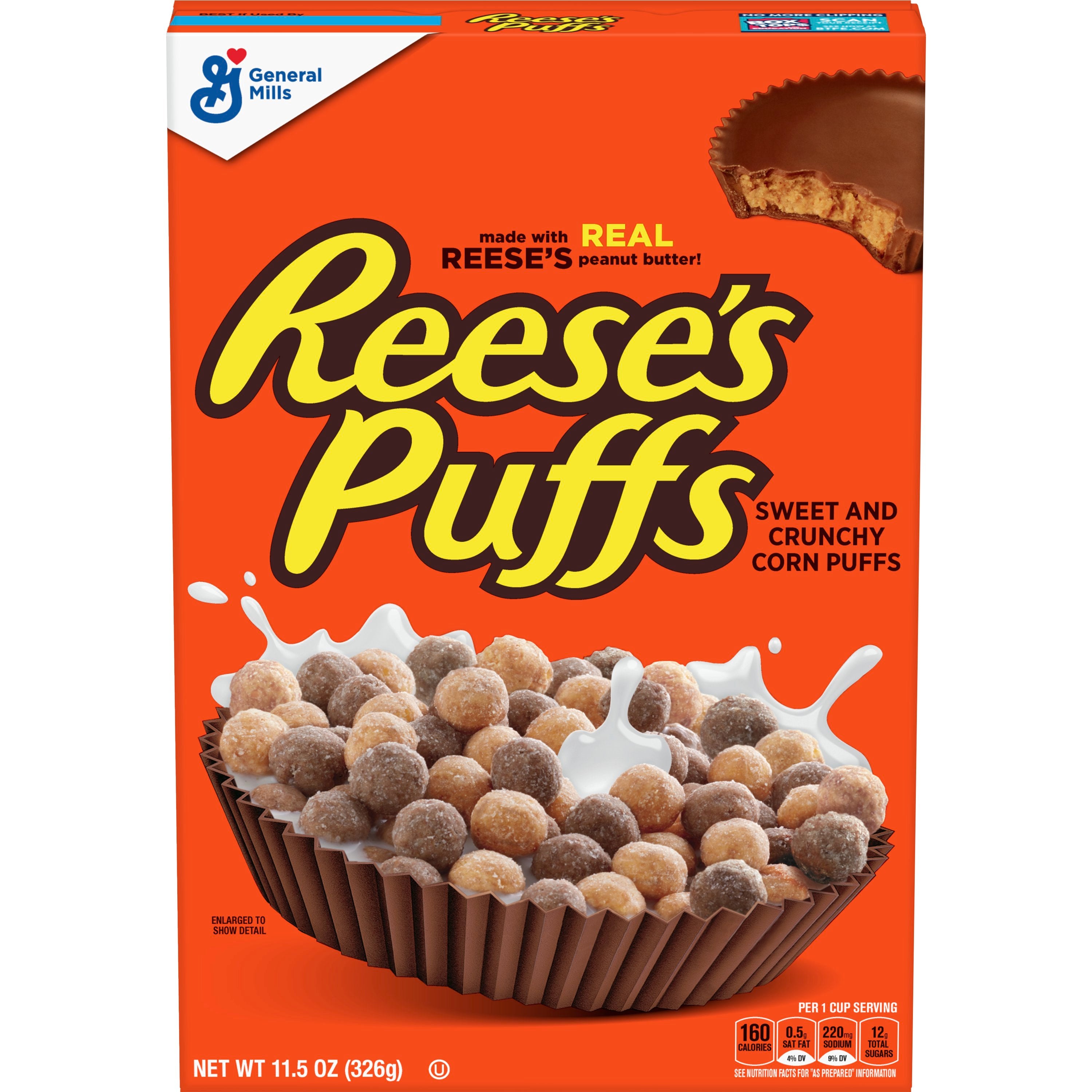 Reese's Peanut Butter Puffs® Cereal 11.5 Ounce Size - 12 Per Case.
