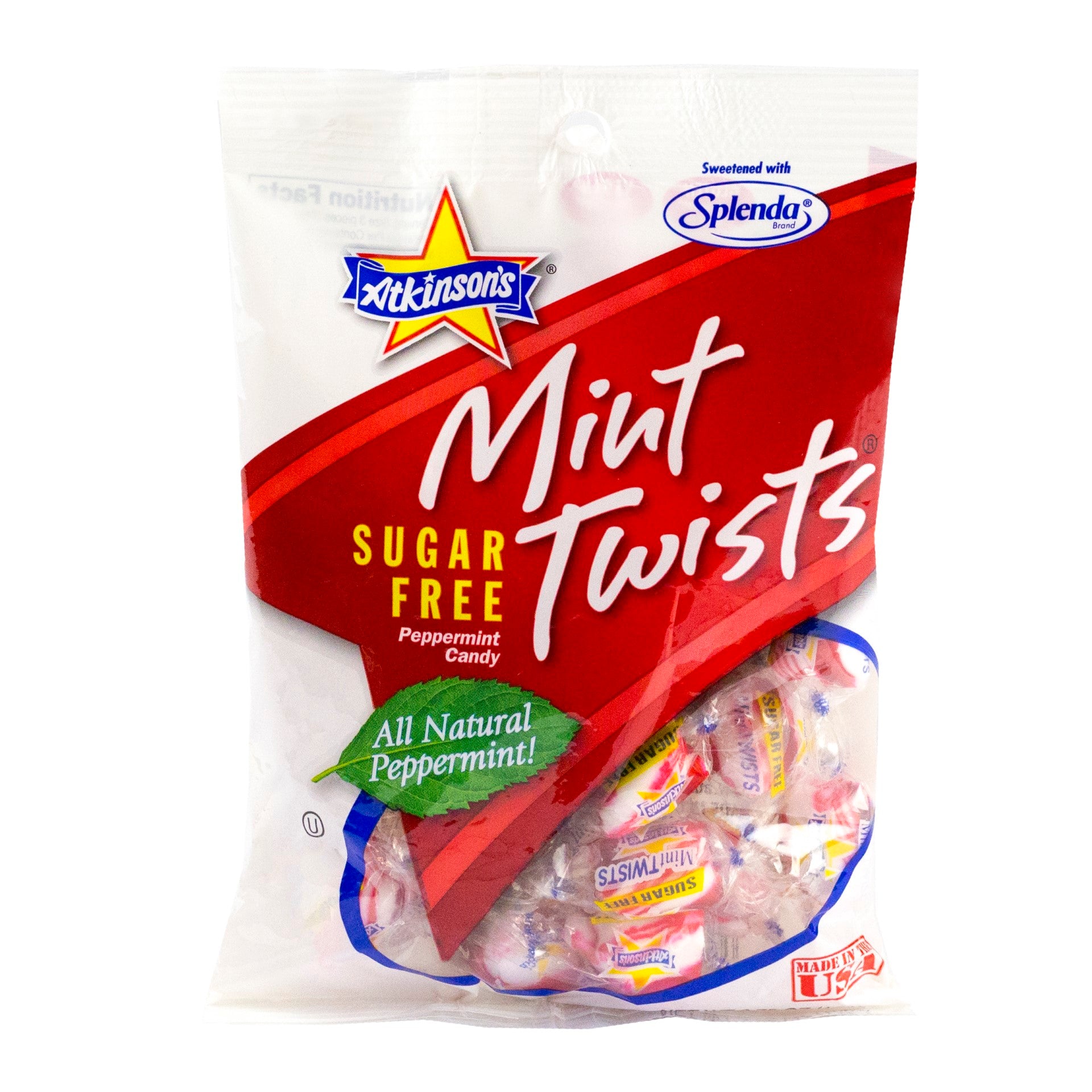 Mint Twists Sugar Free Peg Bag 3.75 Ounce Size - 12 Per Case.