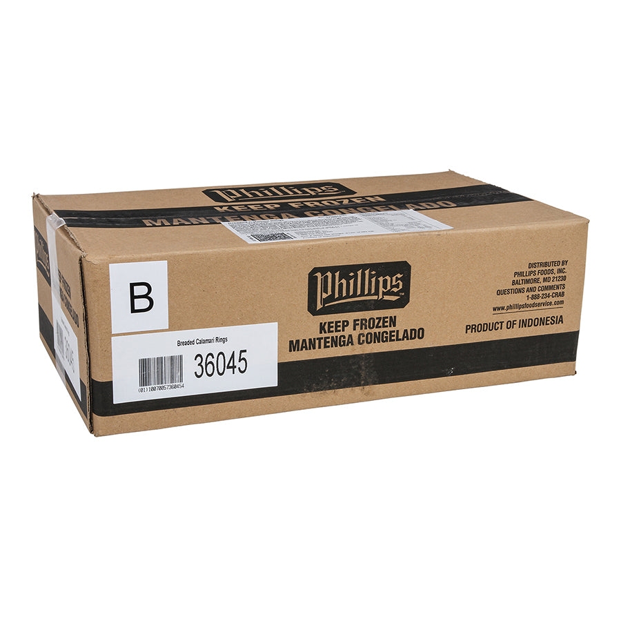 Breaded Calamari Rings Bag 9 Ounce Size - 16 Per Case.