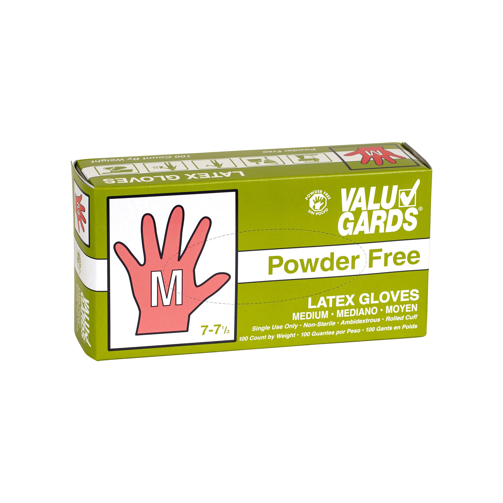 Glove Latex Valugard Powder Free Medium 100 Each - 10 Per Case.