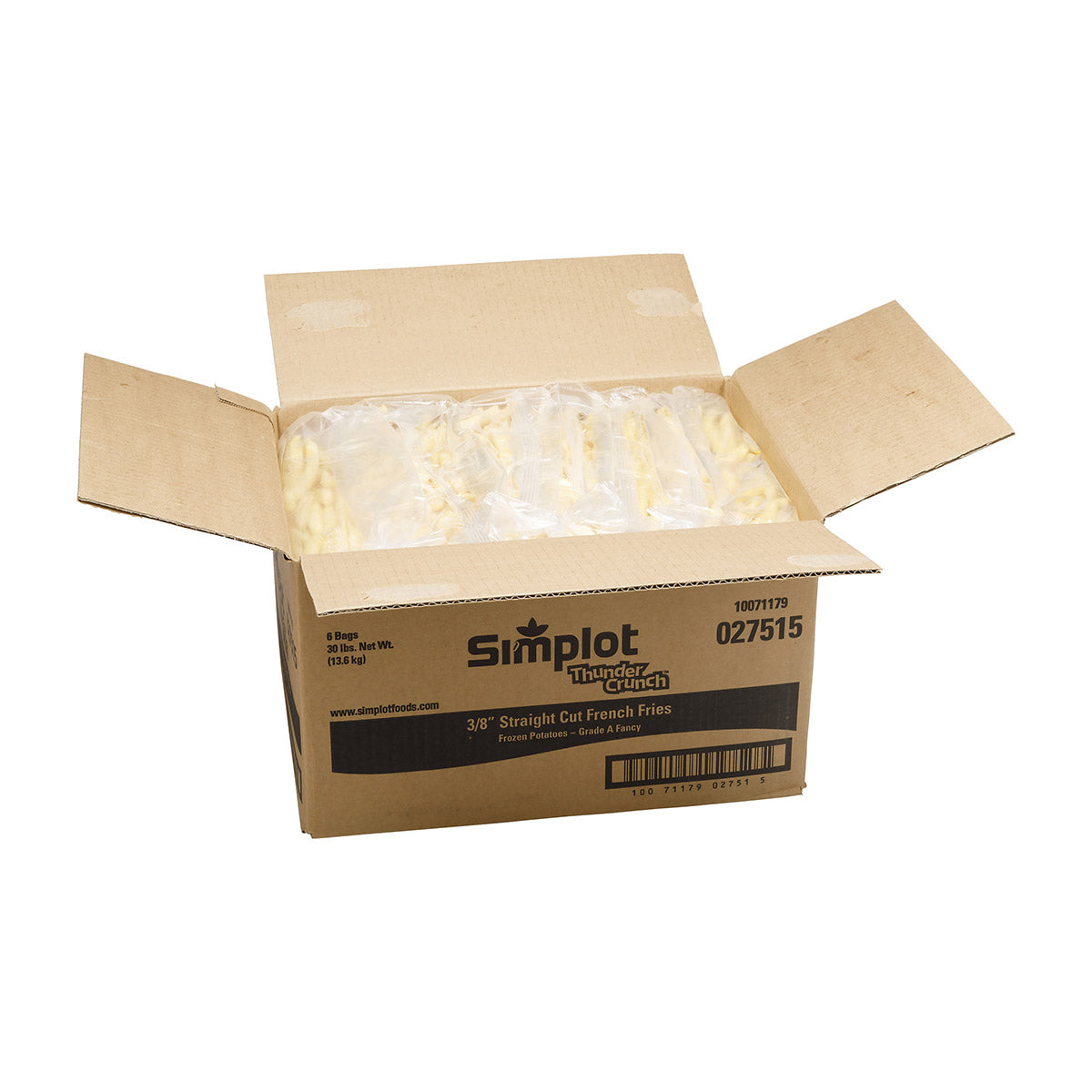 Simplot Thunder Crunch 8" Battered Straightcut Fries 5 Pound Each - 6 Per Case.