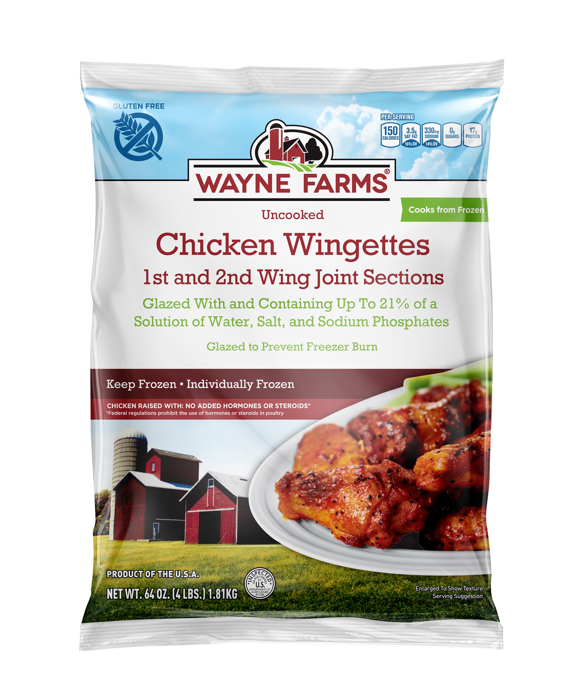 Wayne Farms Chicken Ready To Cook Split Wings Individually Frozen 4 Pound Each - 7 Per Case.