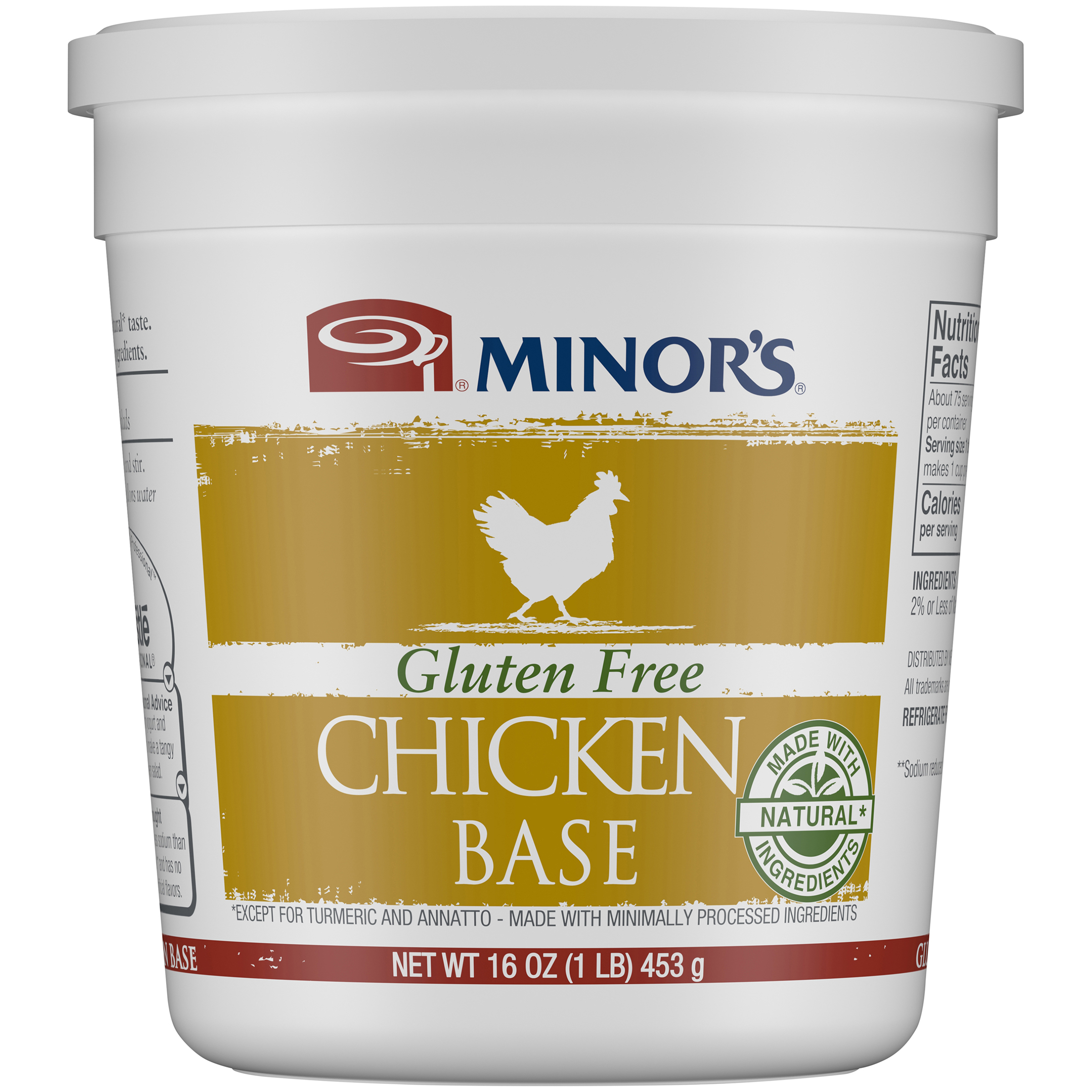 Minor's Natural Gluten Free Chicken Base 1 Pound Each - 6 Per Case.