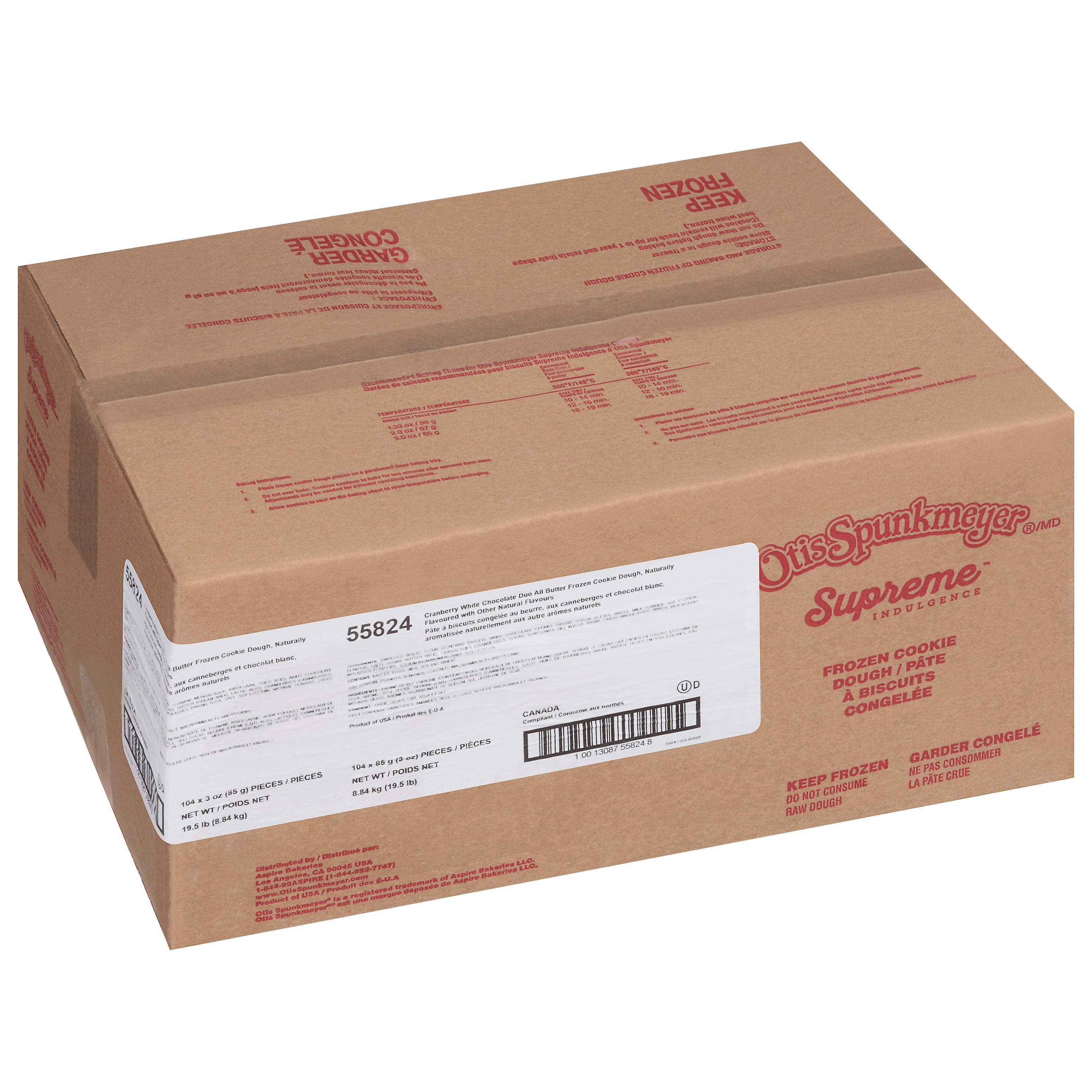 Cranberry White Chocolate Duo All Butter Frozen Cookie Dough 3 Ounce Size - 104 Per Case.