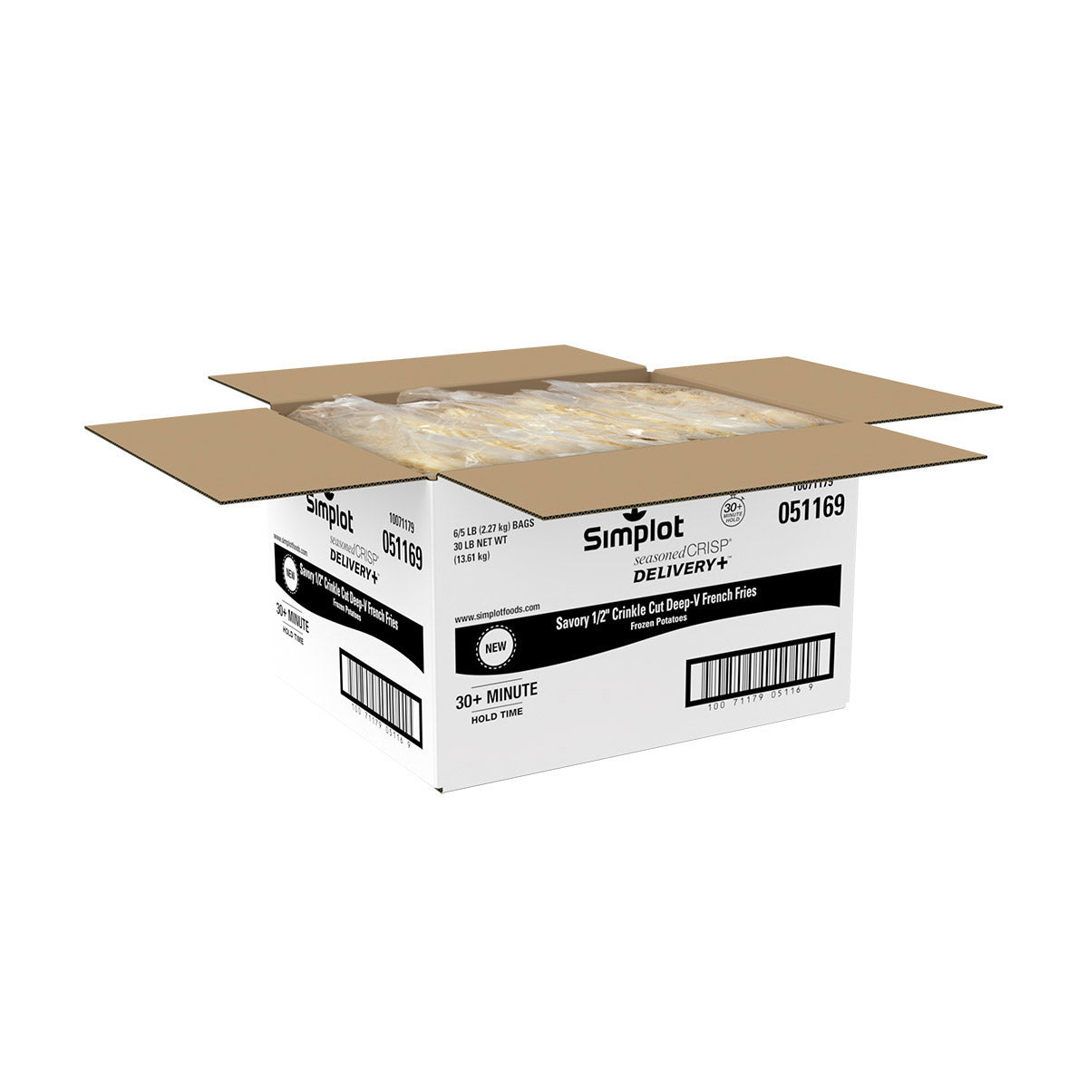 Simplot Seasonedcrisp Delivery 2" Savory Battered Deep V8 Crinkle Cut Fries Skin On 5 Pound Each - 6 Per Case.