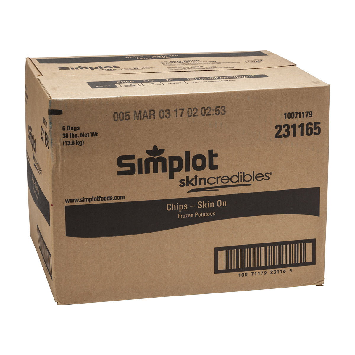 Simplot Skincredibles Potato Chips Skin Onlb 5 Pound Each - 6 Per Case.