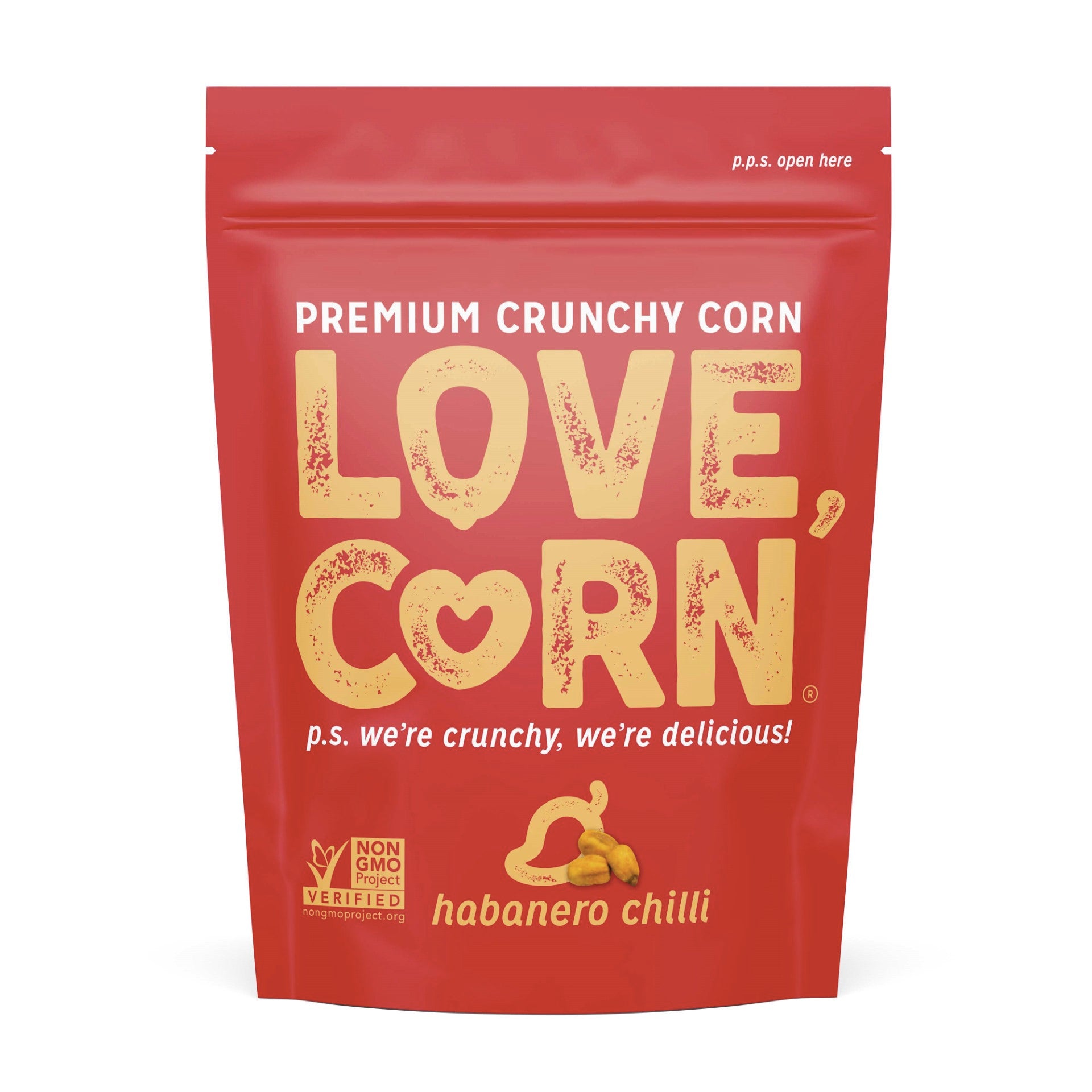 Love Corn Habanero Impulse Bag 1.6 Ounce Size - 10 Per Case.