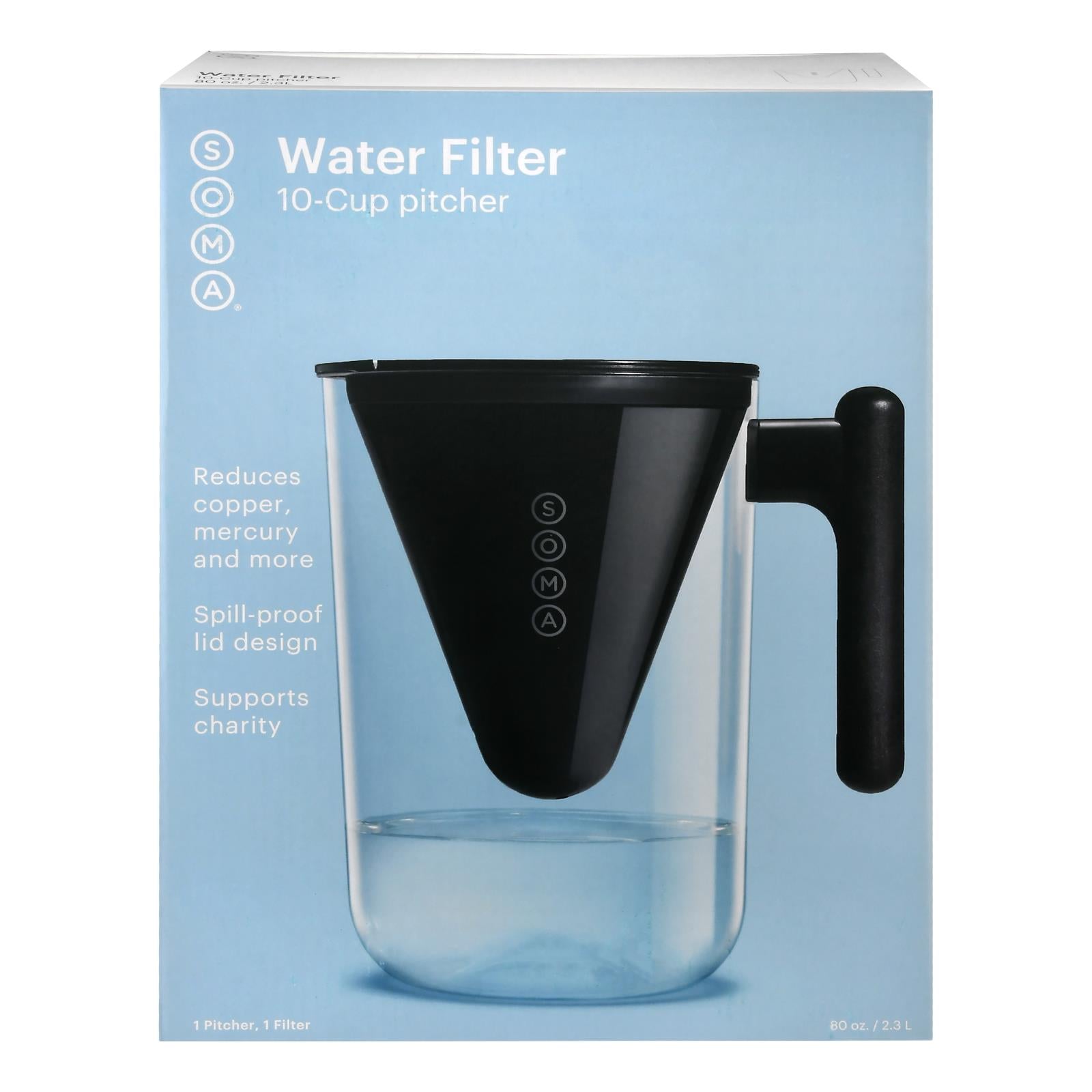 Soma - Water Pitchr Filt 10c Black - Case of 2 - 80 Ounce