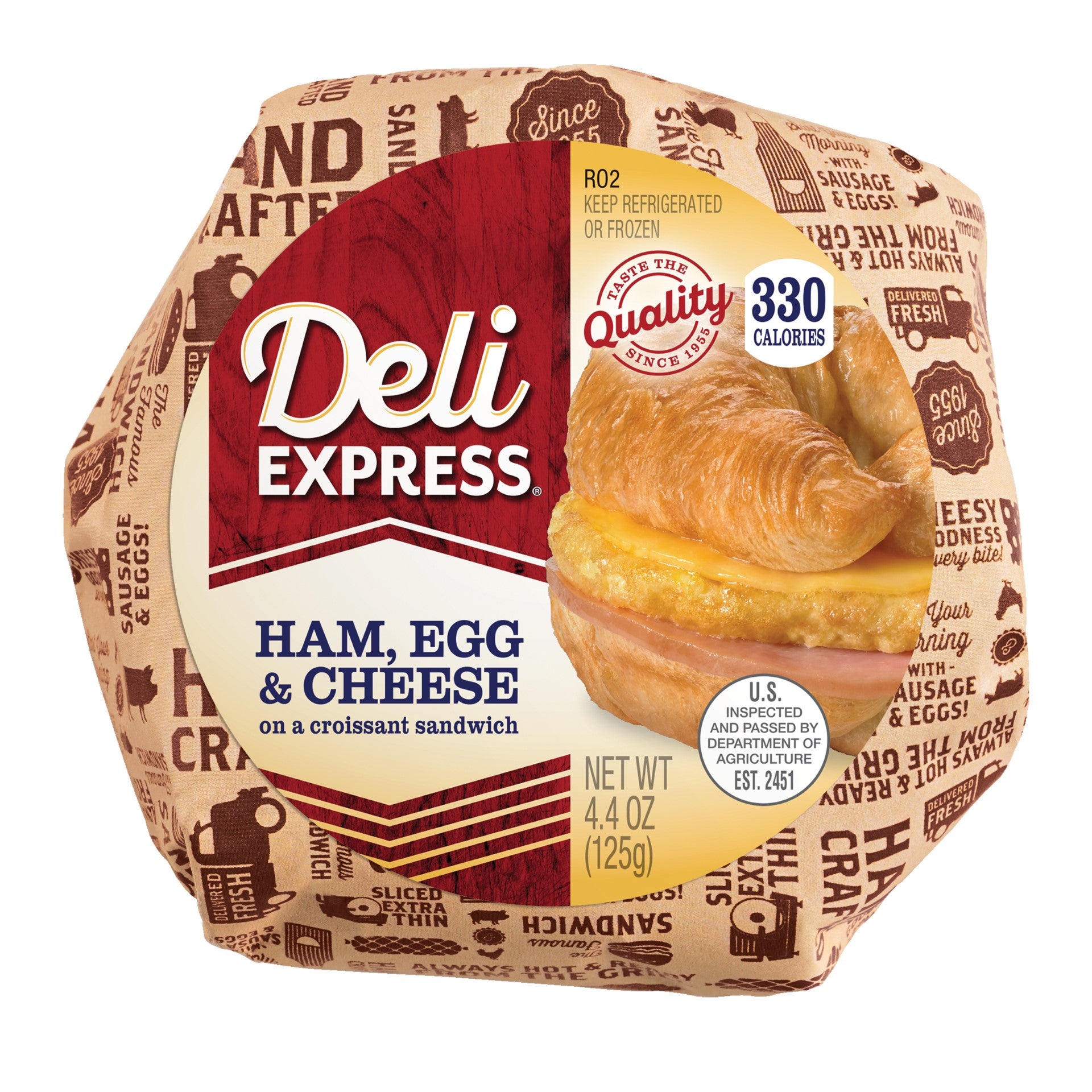 Deli Express Ham Egg & Cheese On A Croissant 4.4 Ounce Size - 10 Per Case.