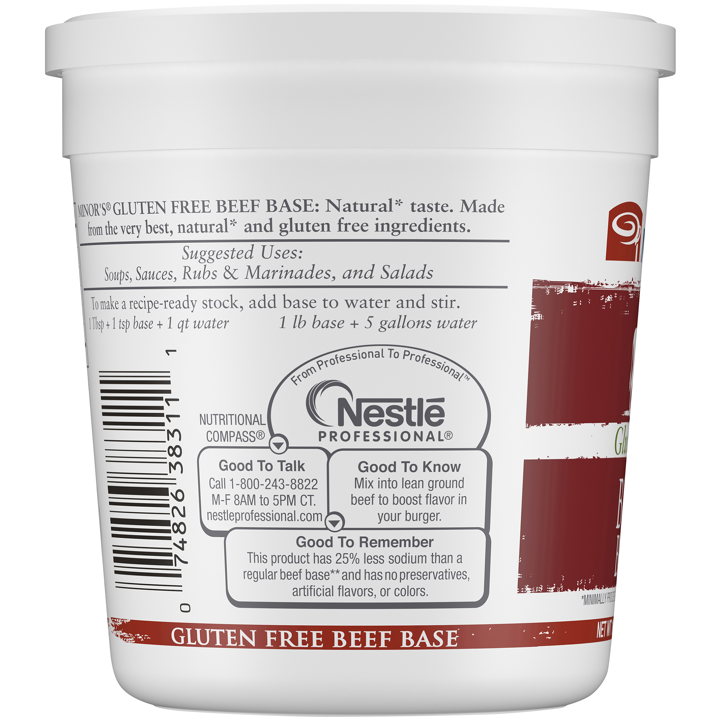 Minor's Gluten Free Beef Base Made With Natural Ingredients 1 Pound Each - 6 Per Case.