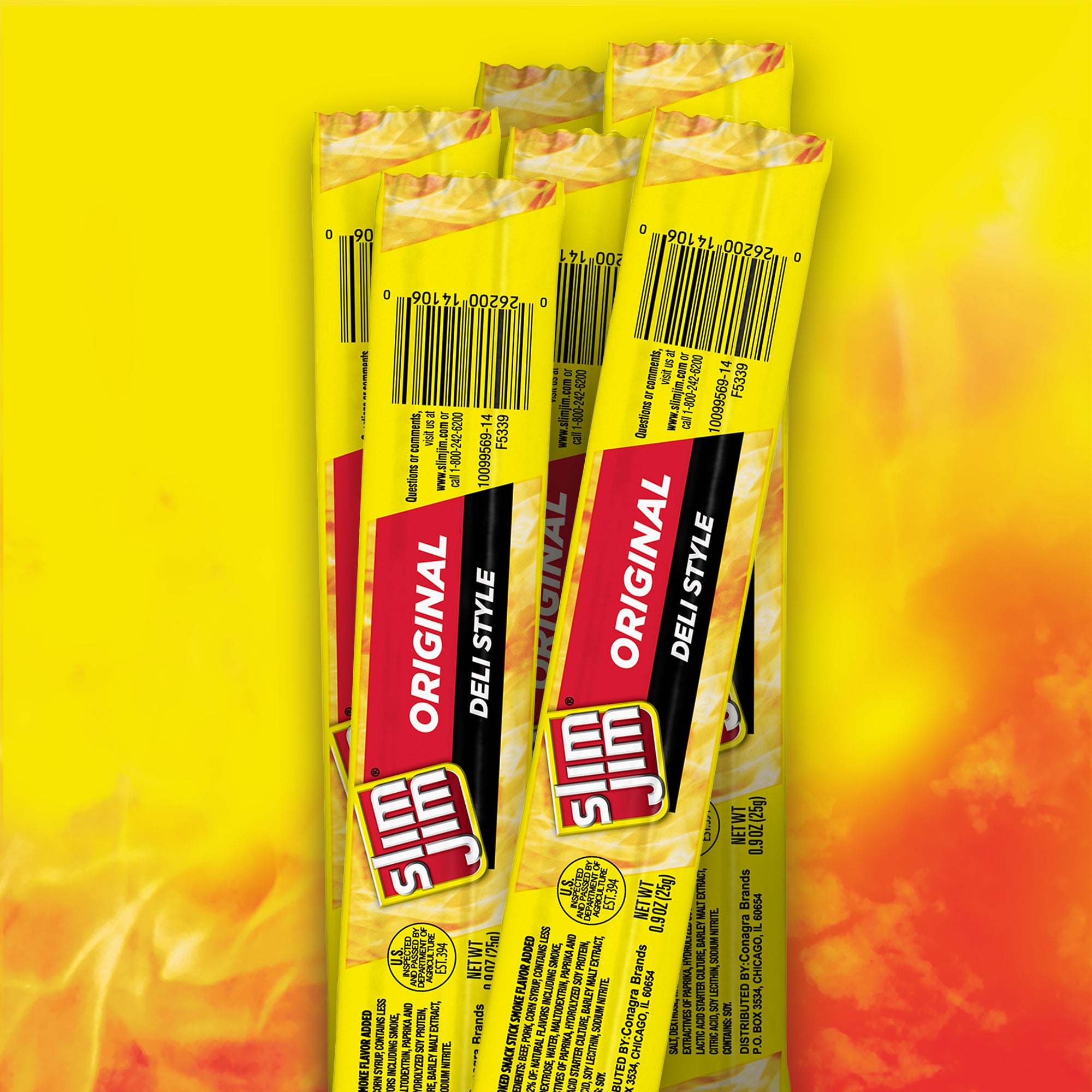 Slim Jim Deli Style Meat Sticks Original Flavor Count 0.9 Ounce Size - 144 Per Case.