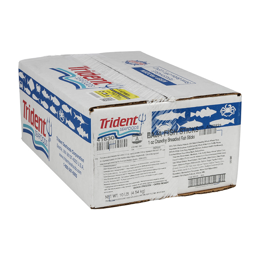 Pollock Oven Ready Whole Grain Breaded Baja Fish Sticks 10 Pound Each - 1 Per Case.