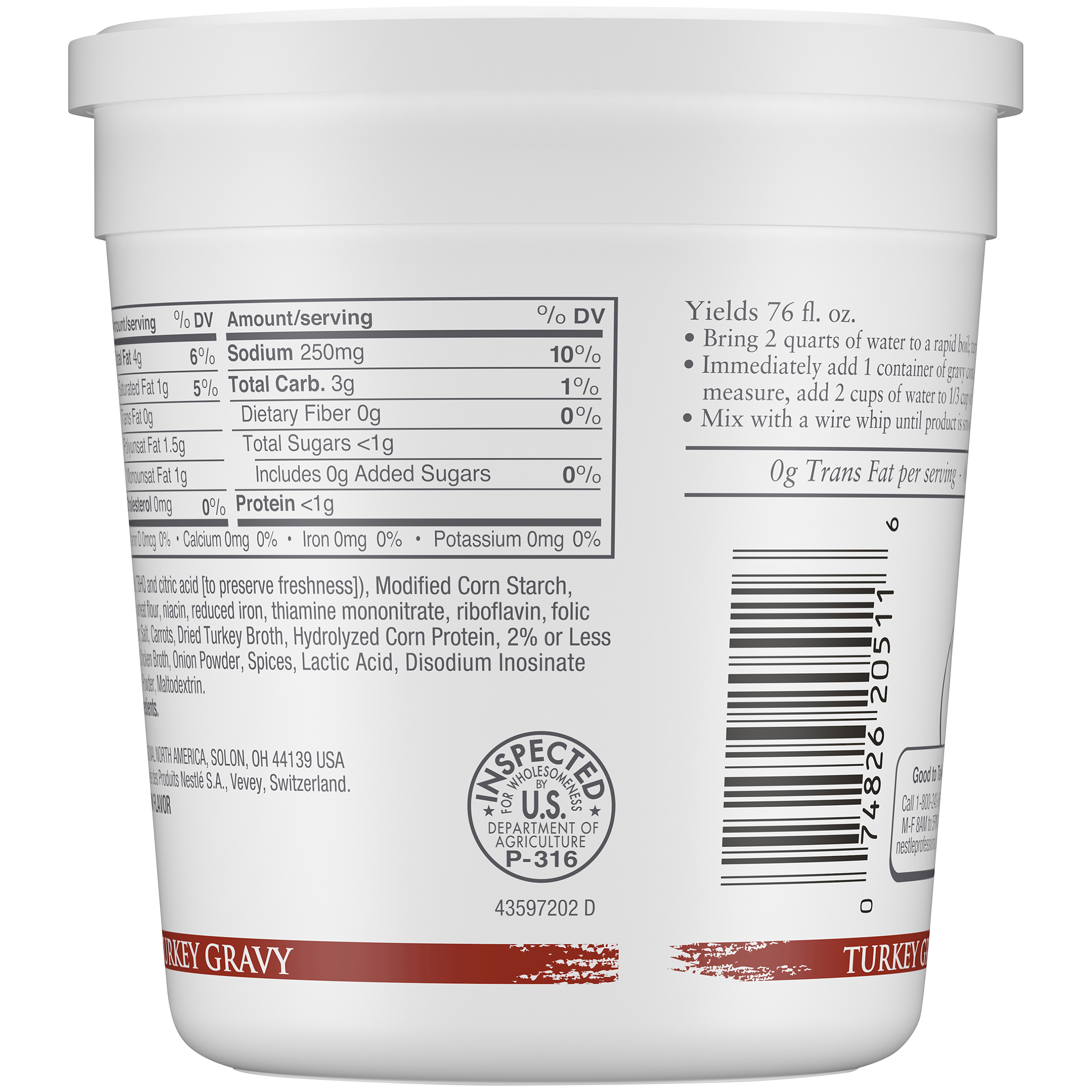 Minor's Turkey Gravy Concentrate (No Added Msg) 13.6 Ounce Size - 6 Per Case.