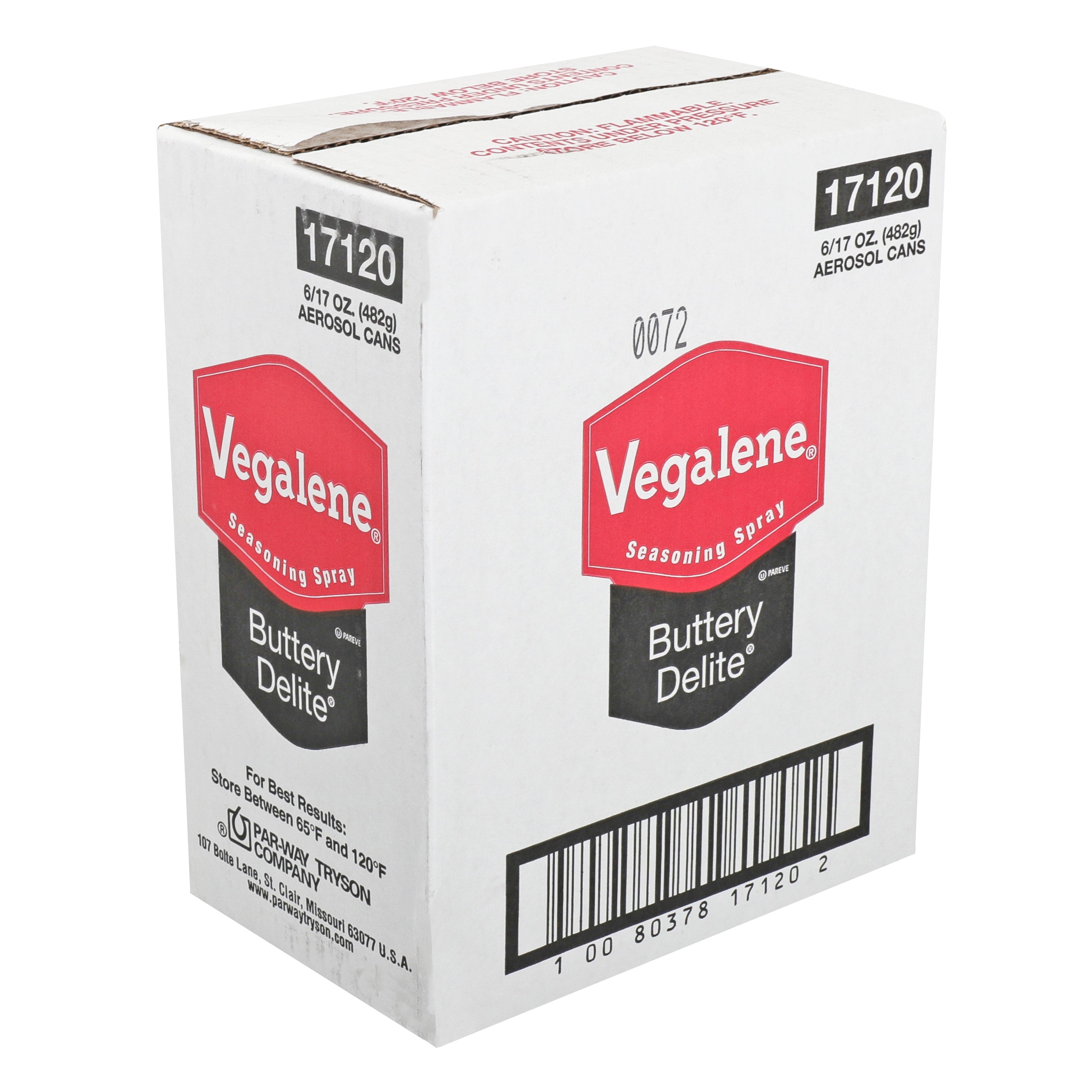 Vegalene Buttery Delite Seasoning Pan Spray Aerosol 17 Ounce Size - 6 Per Case.