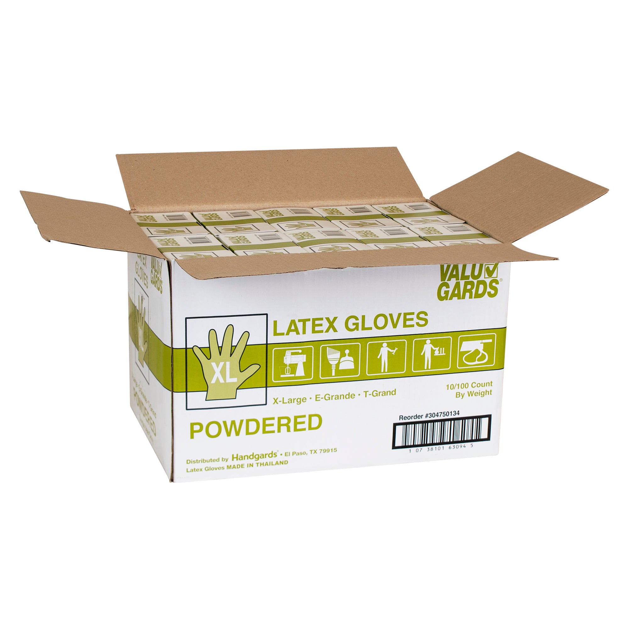 Glove Latex Valugard Powdered Extra Large 100 Each - 10 Per Case.