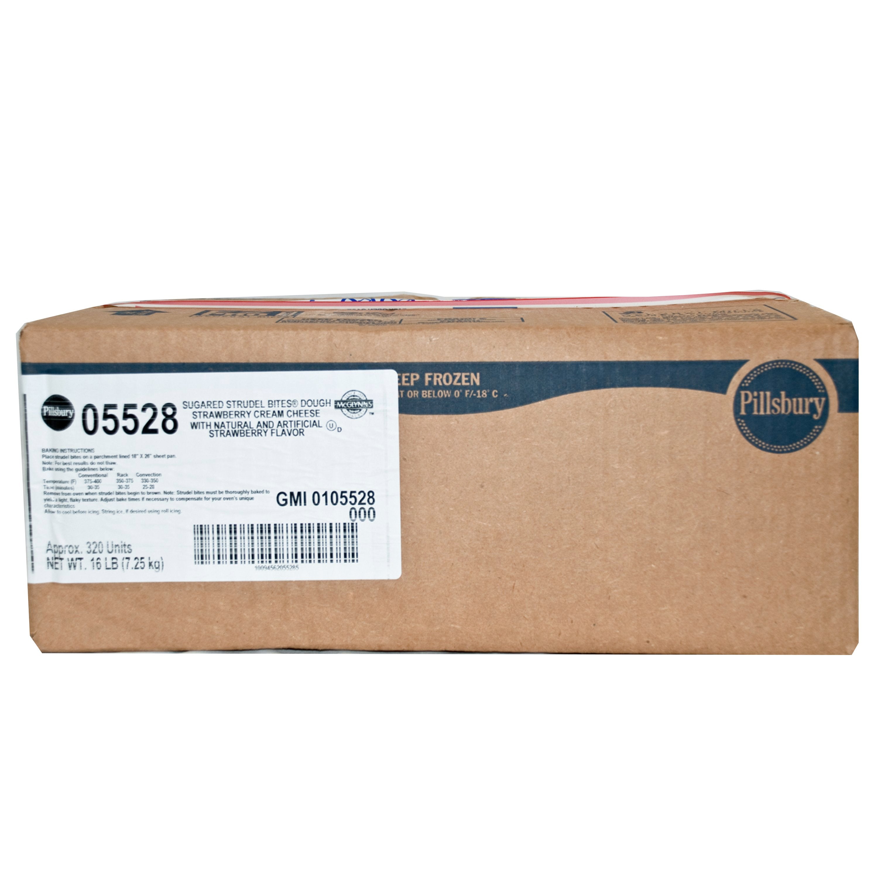 Pillsbury™ Frozen Strudel Bites® Dough Sugared Strawberry Cream Cheese 16 Pound Each - 1 Per Case.