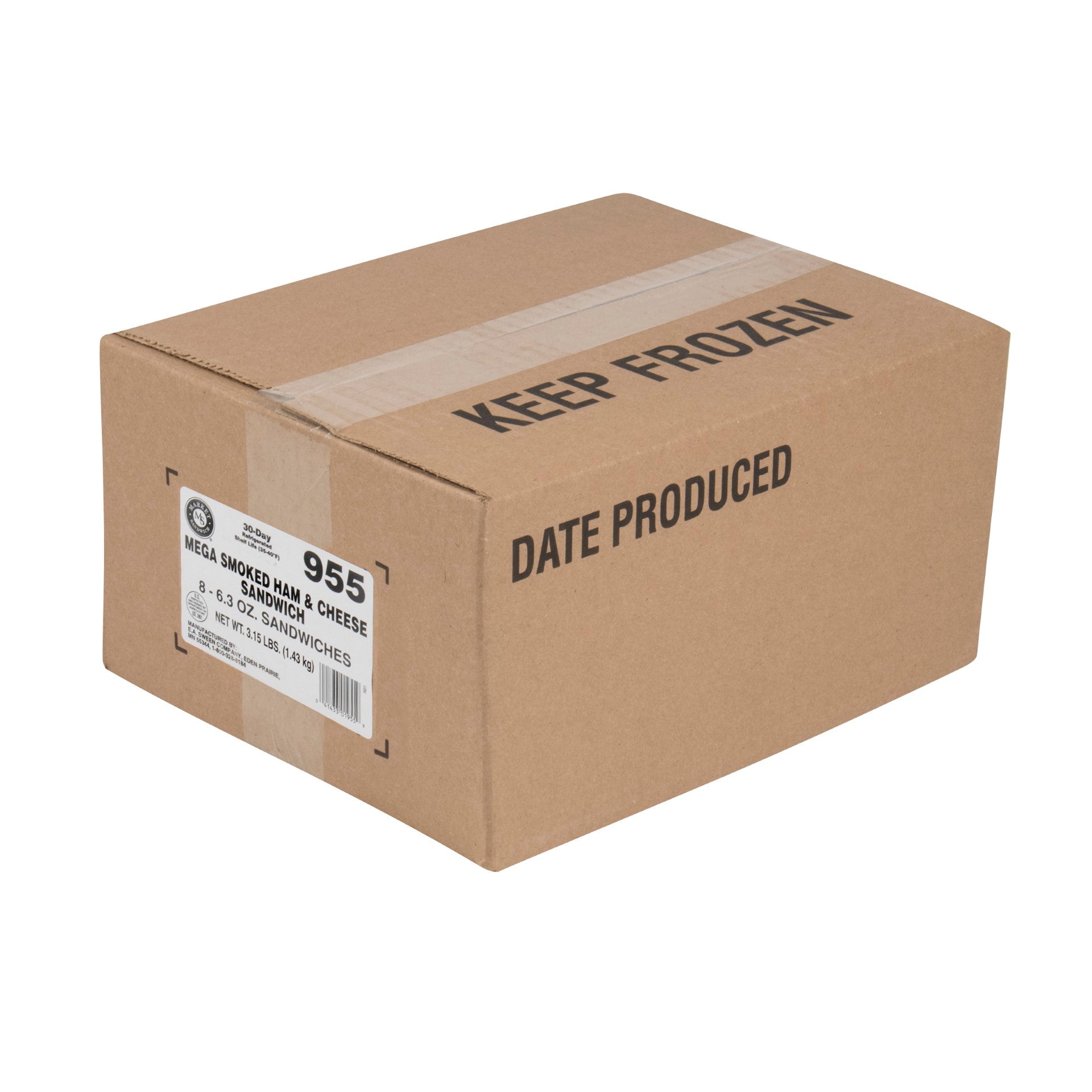 Market Sandwich Black Forest Ham & Cheese Mega Wedge Sandwich 6.3 Ounce Size - 8 Per Case.