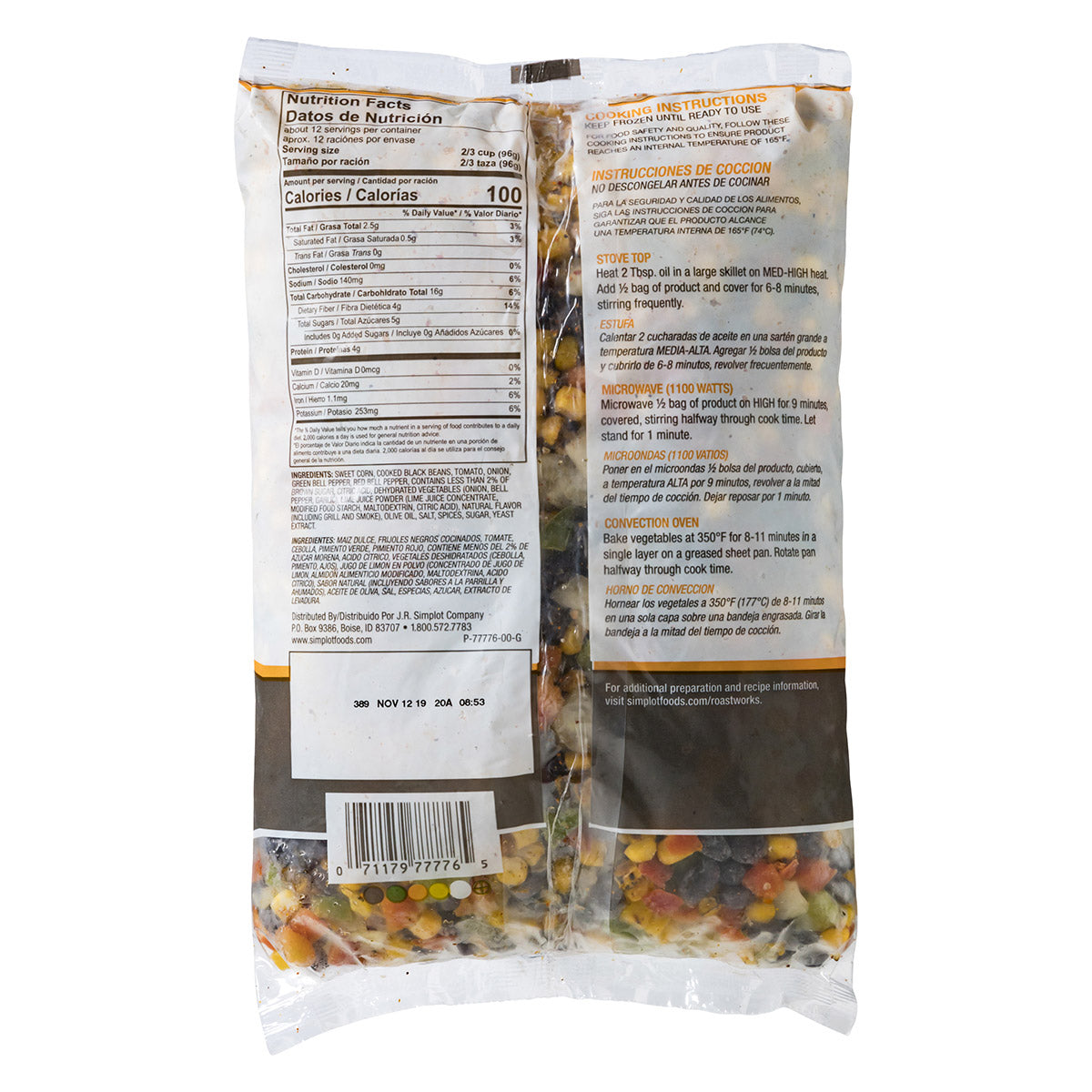 Simplot Roastworks Flame Roasted Corn And Black Bean Fiesta Blend 2.5 Pound Each - 6 Per Case.