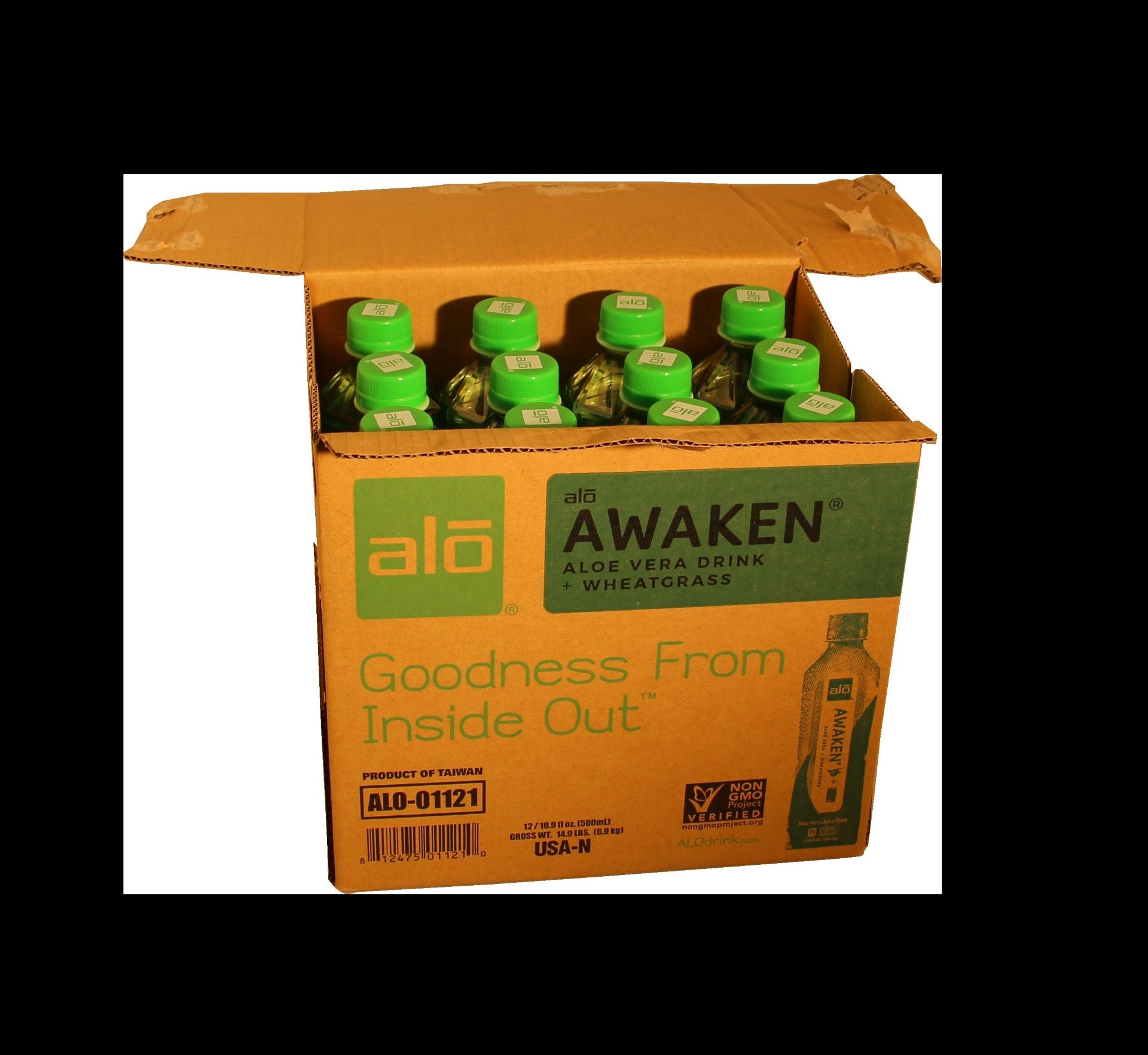 Alo Drink Awaken Aloe & Wheatgrass 16.9 Fluid Ounce - 12 Per Case.