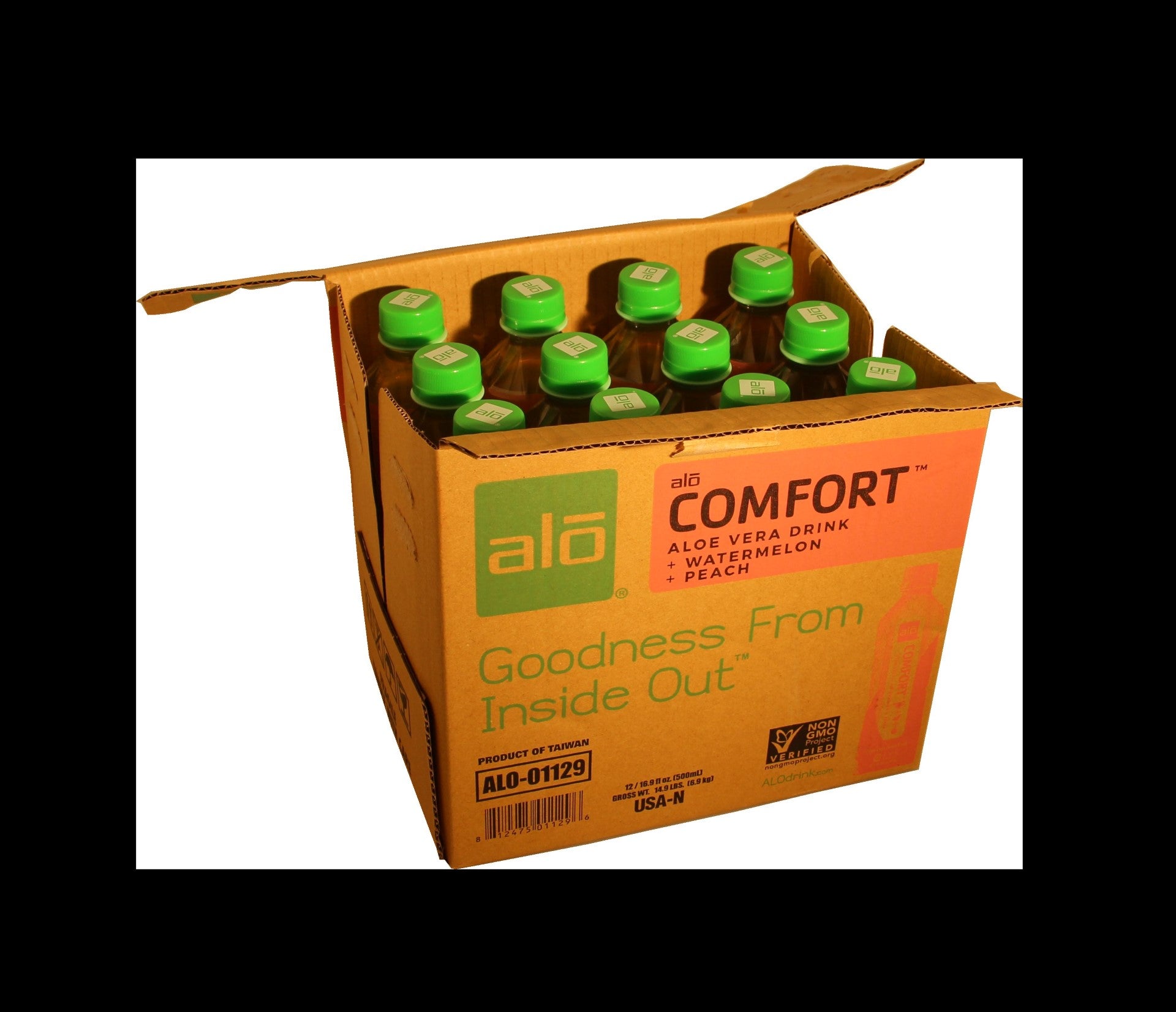 Alo Drink Comfort Aloe Watermelon & Peach 16.9 Fluid Ounce - 12 Per Case.