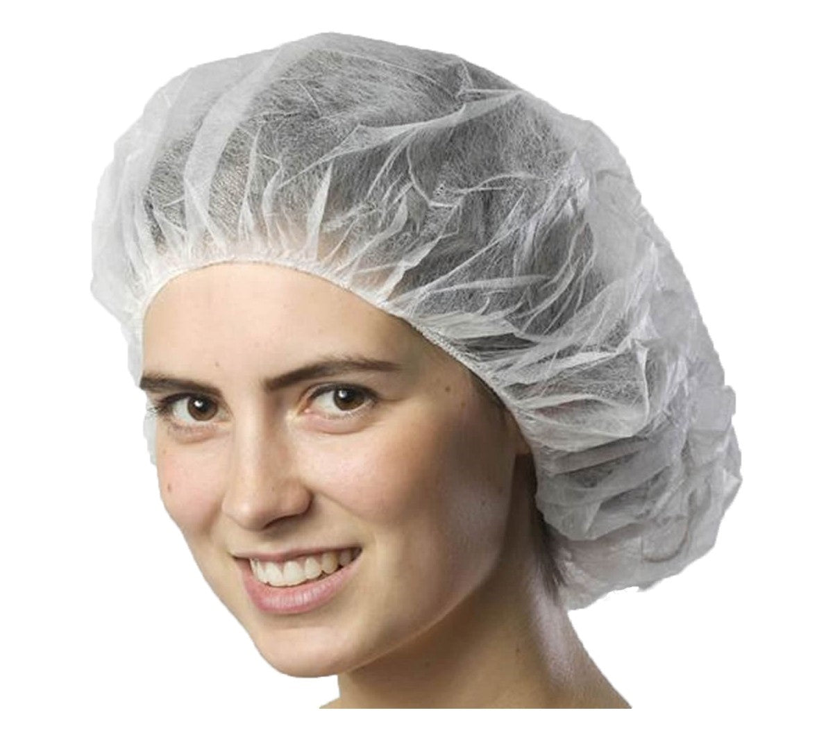 Bouffant Cap 1" Flat White 100 Each - 1000 Per Case.