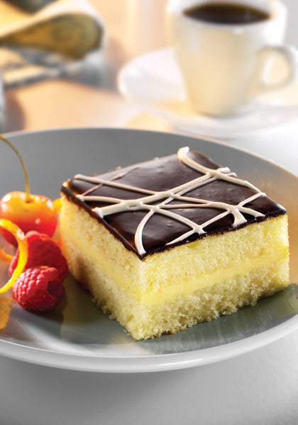 The Original Cakerie Layer (2"x6") Boston Cream Cake Uncut 101 Ounce Size - 2 Per Case.