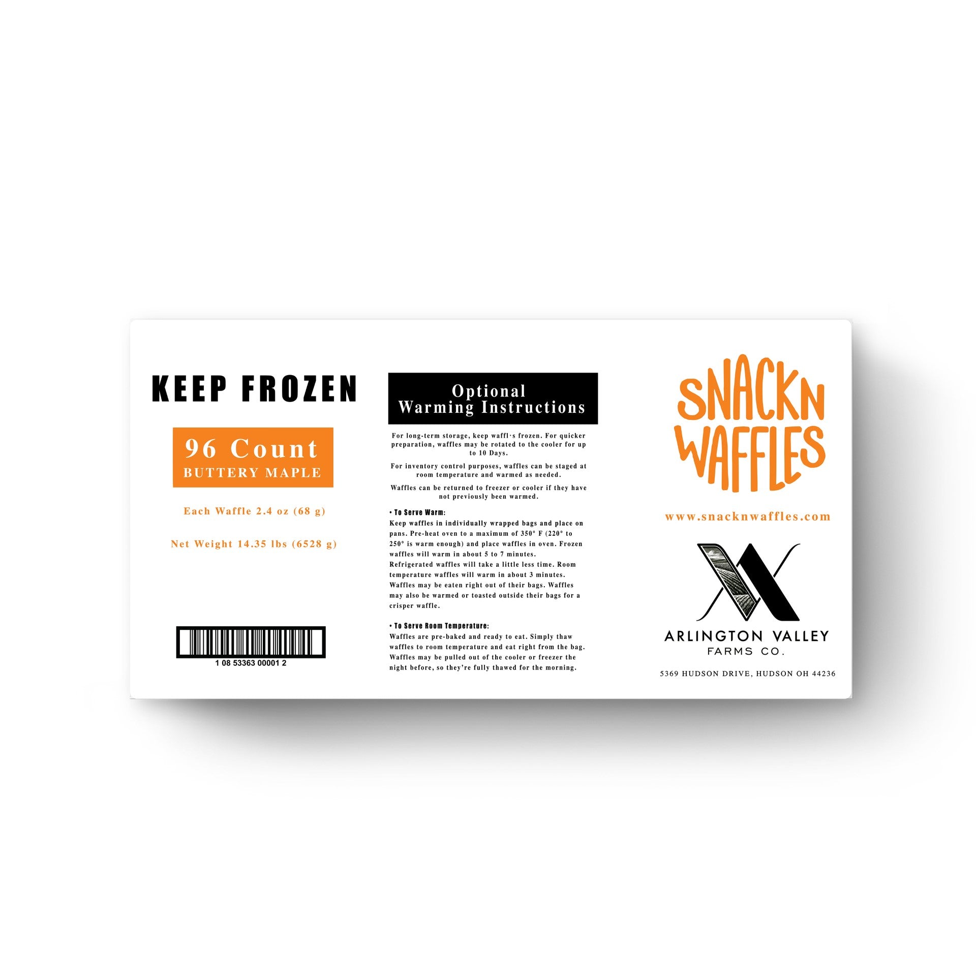 Snack'n Waffles Buttery Maple 2.4 Ounce Size - 96 Per Case.
