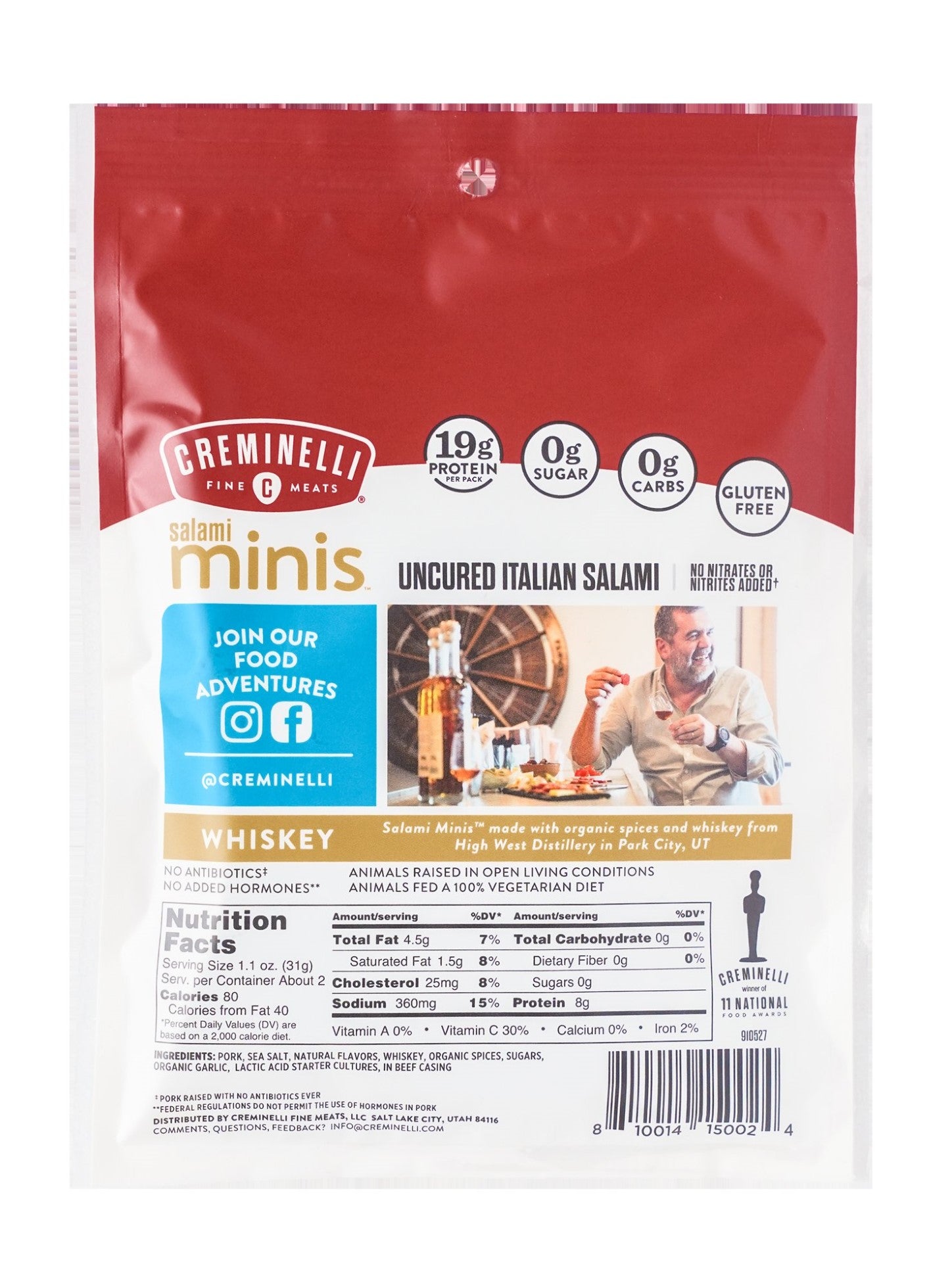 Salami Minis Whiskey Made With Organic Spices And Whiskey From High West Distillery In 2.6 Ounce Size - 12 Per Case.