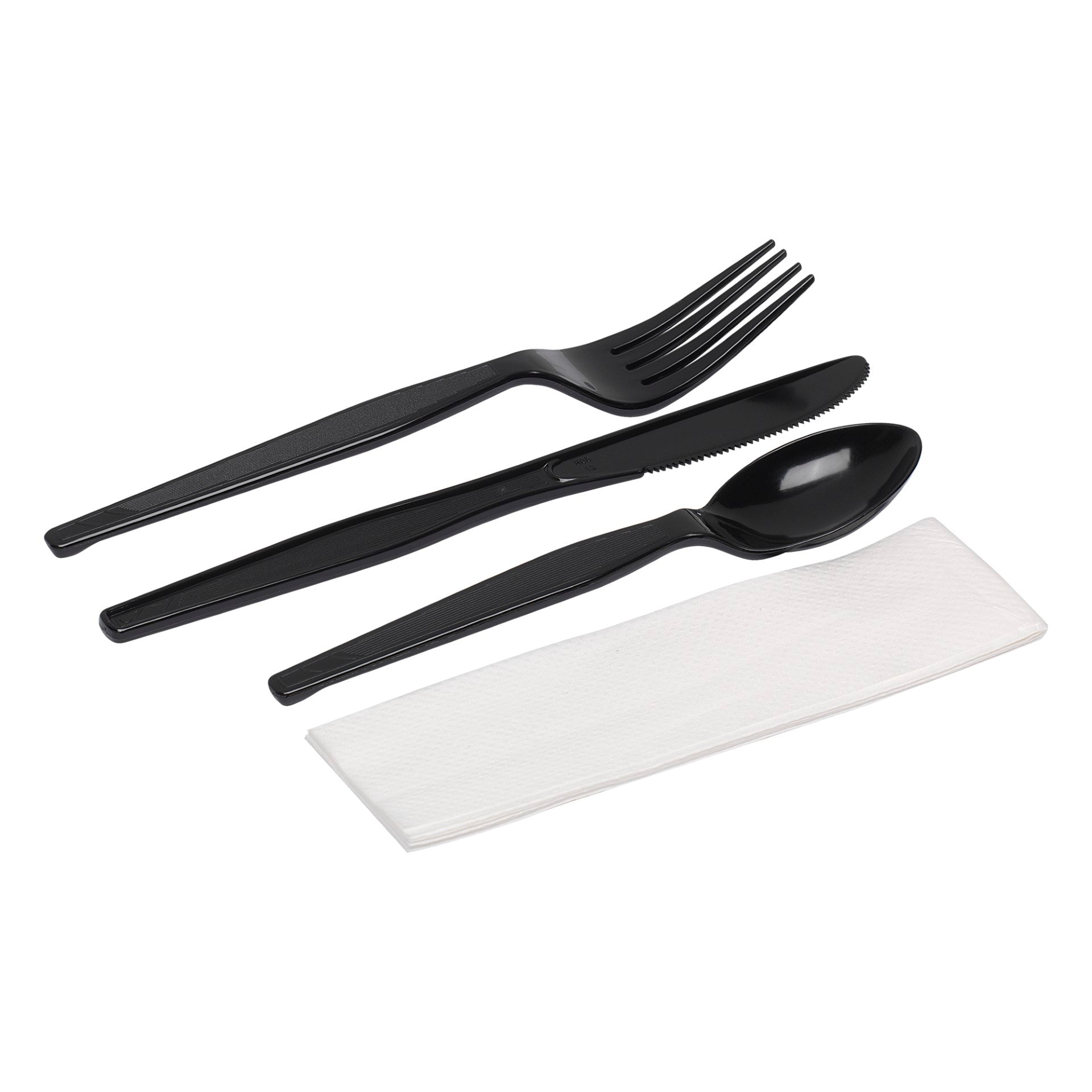 Dixie Hvy Wgt Polystyrene Fork Knife Teaspoonnapkin Wrapped Cutlery Kit Black 250 Count Packs - 1 Per Case.