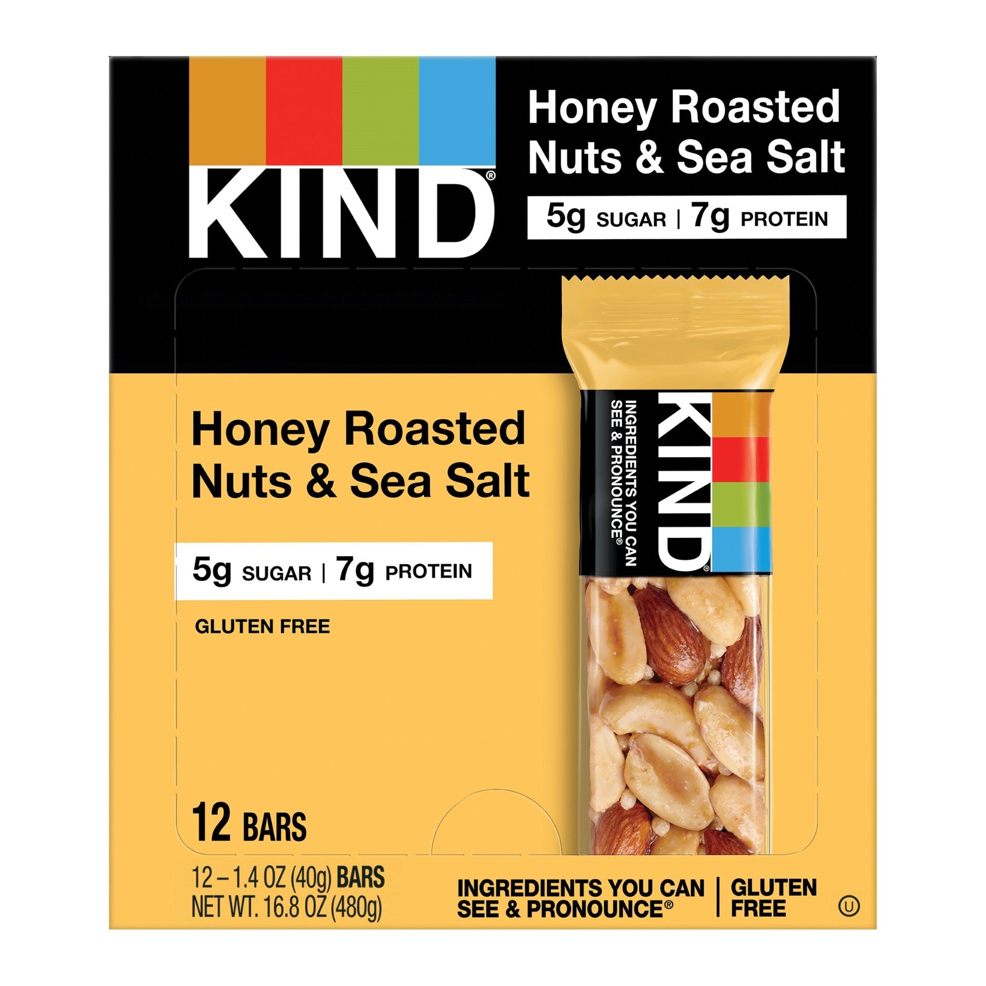 Kind Snacks Honey Roasted Nuts & Sea Salt Bar 1.4 Ounce Size - 72 Per Case.