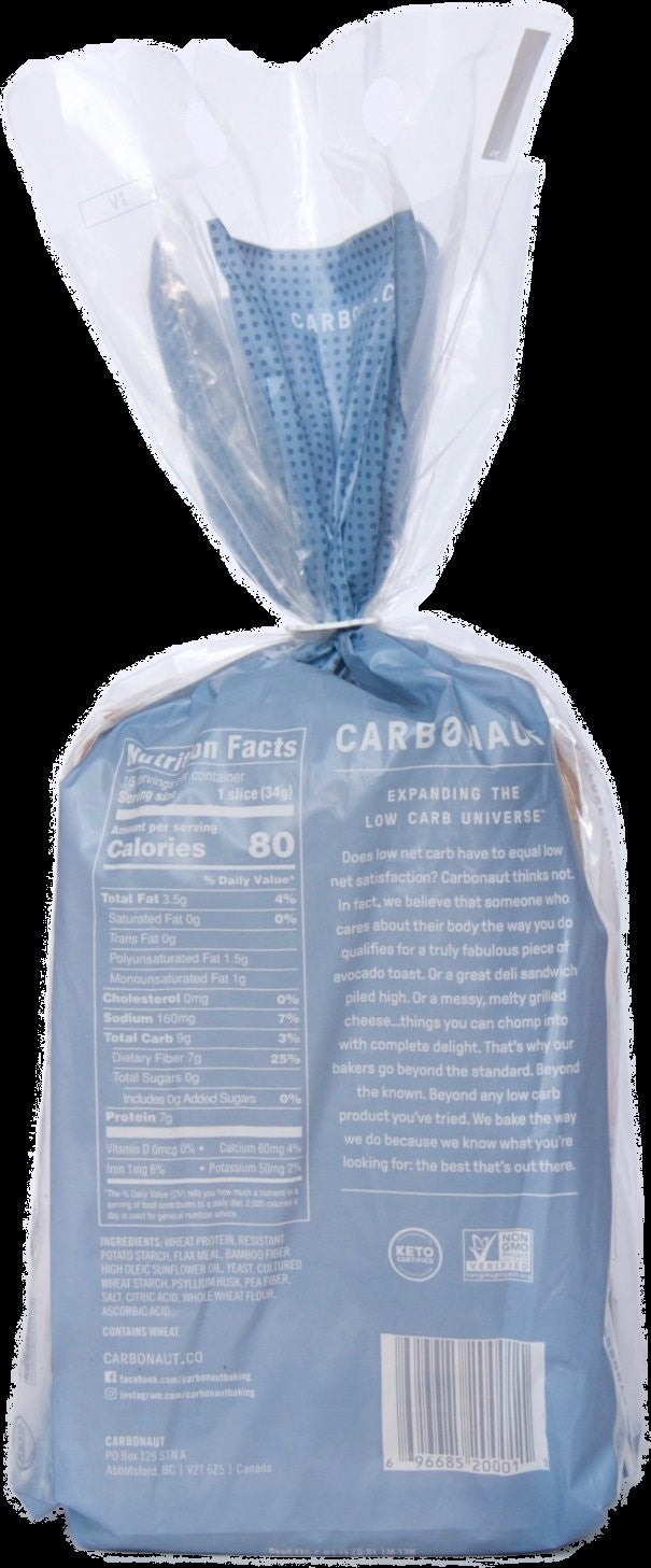 Carbonaut Low Carb White Bread 19 Ounce Size - 8 Per Case.