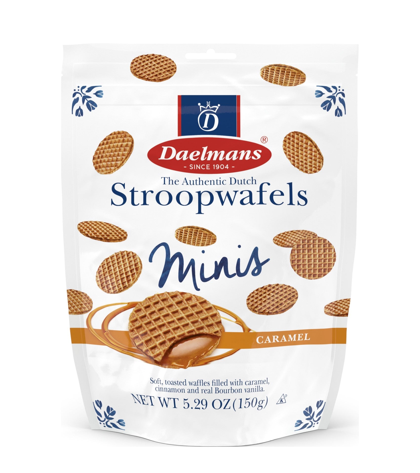 Daelmans Mini Caramel Stroopwafel Pouch 5.29 Ounce Size - 10 Per Case.