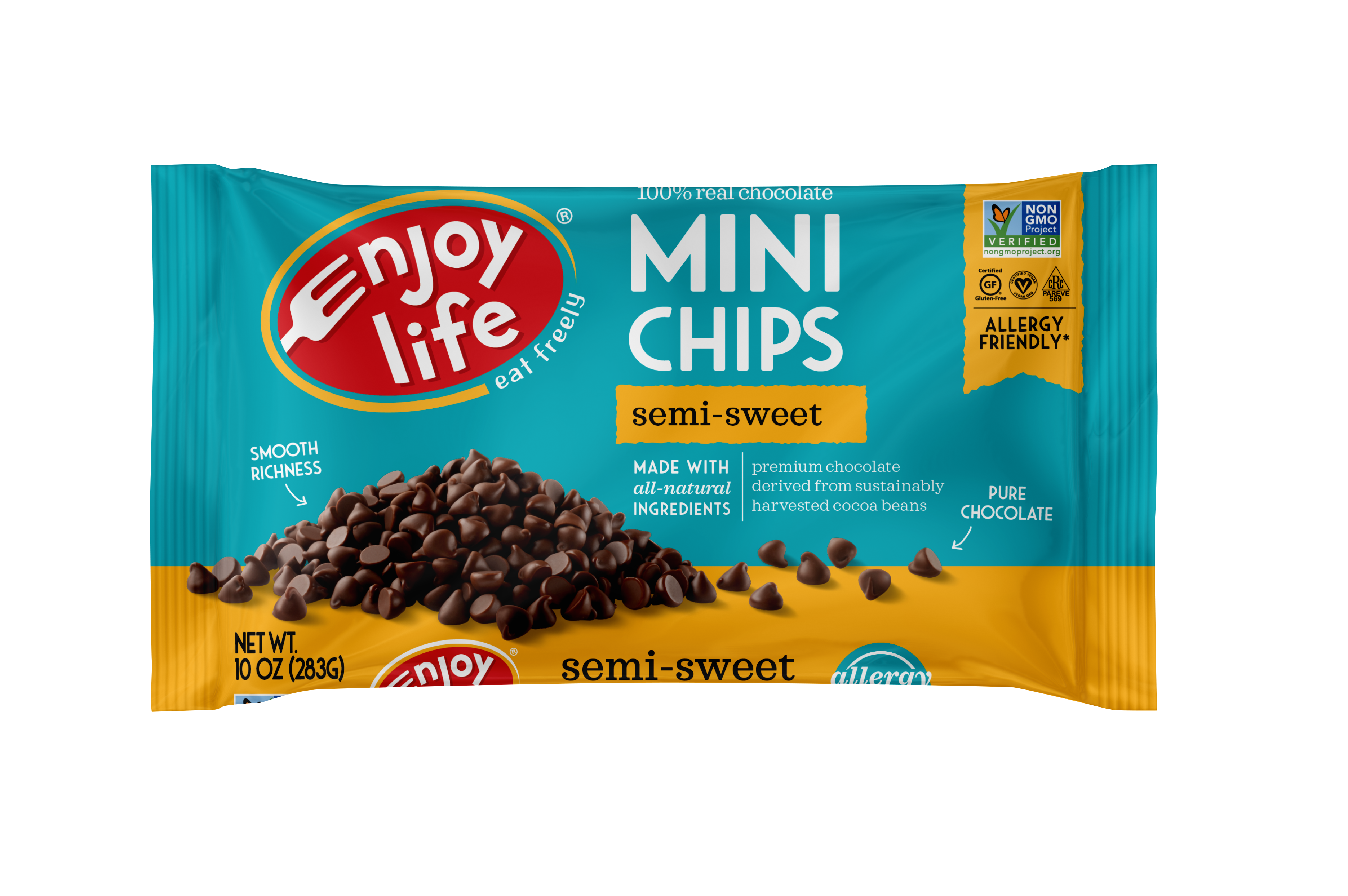 Semi Sweet Chocolate Chips Free Of Dairy Nuts And Soy Made From All Natural Premium Ing 10 Ounce Size - 12 Per Case.