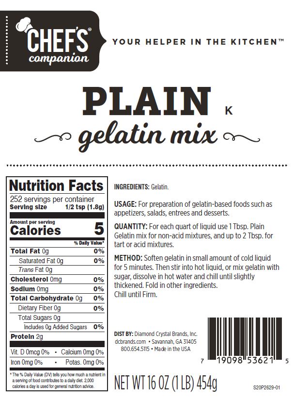 Chefs Companion Gelatin Plain 1 Pound Each - 12 Per Case.