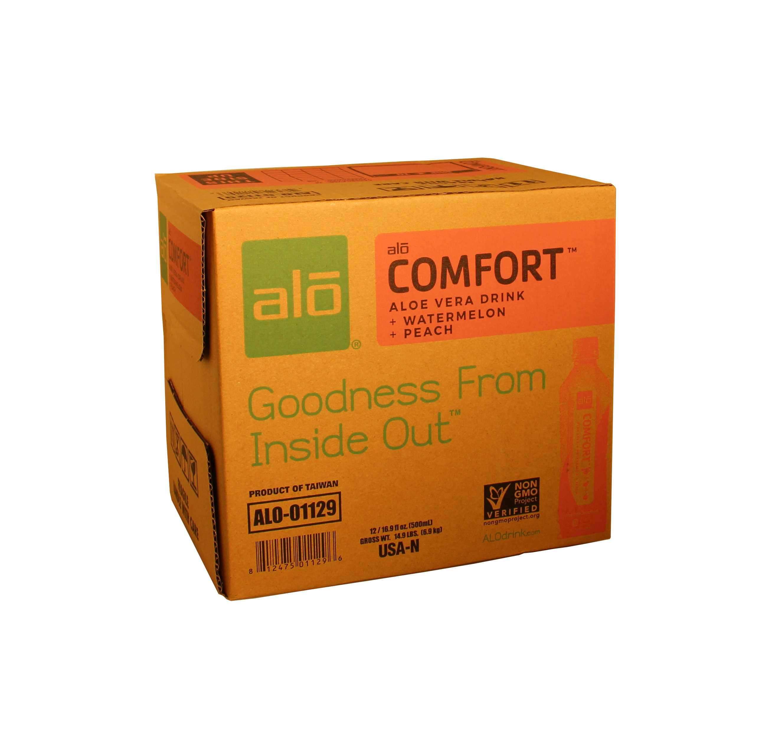 Alo Drink Comfort Aloe Watermelon & Peach 16.9 Fluid Ounce - 12 Per Case.