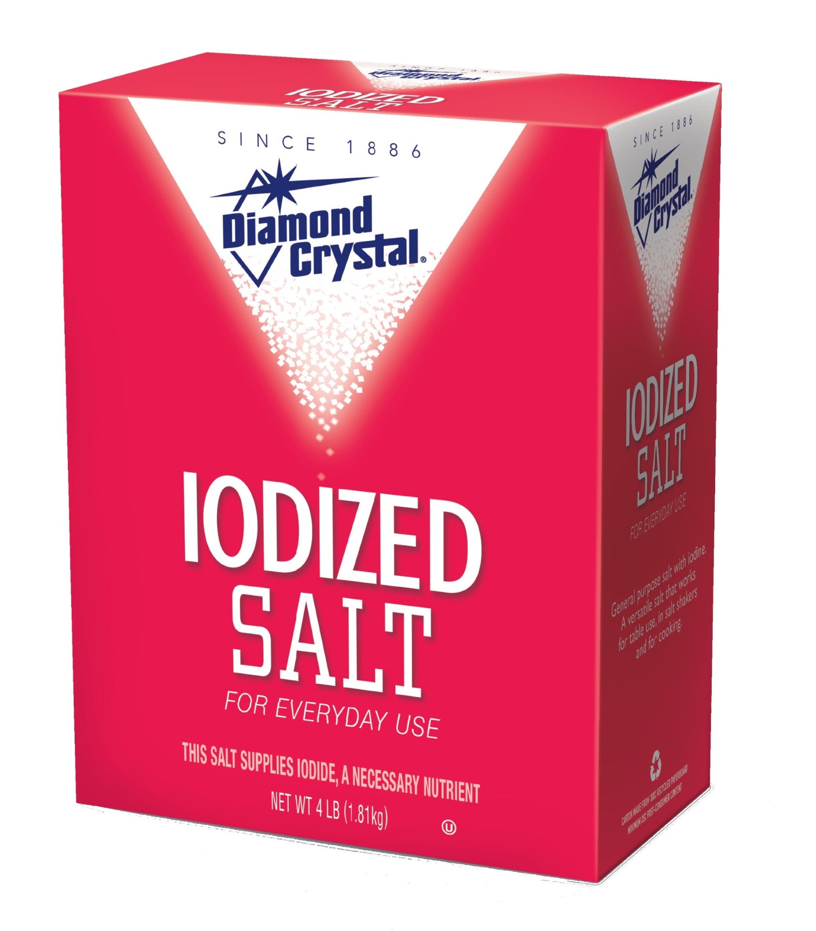 Diamond Crystal Table Salt Iodized 4 Pound Each - 9 Per Case.