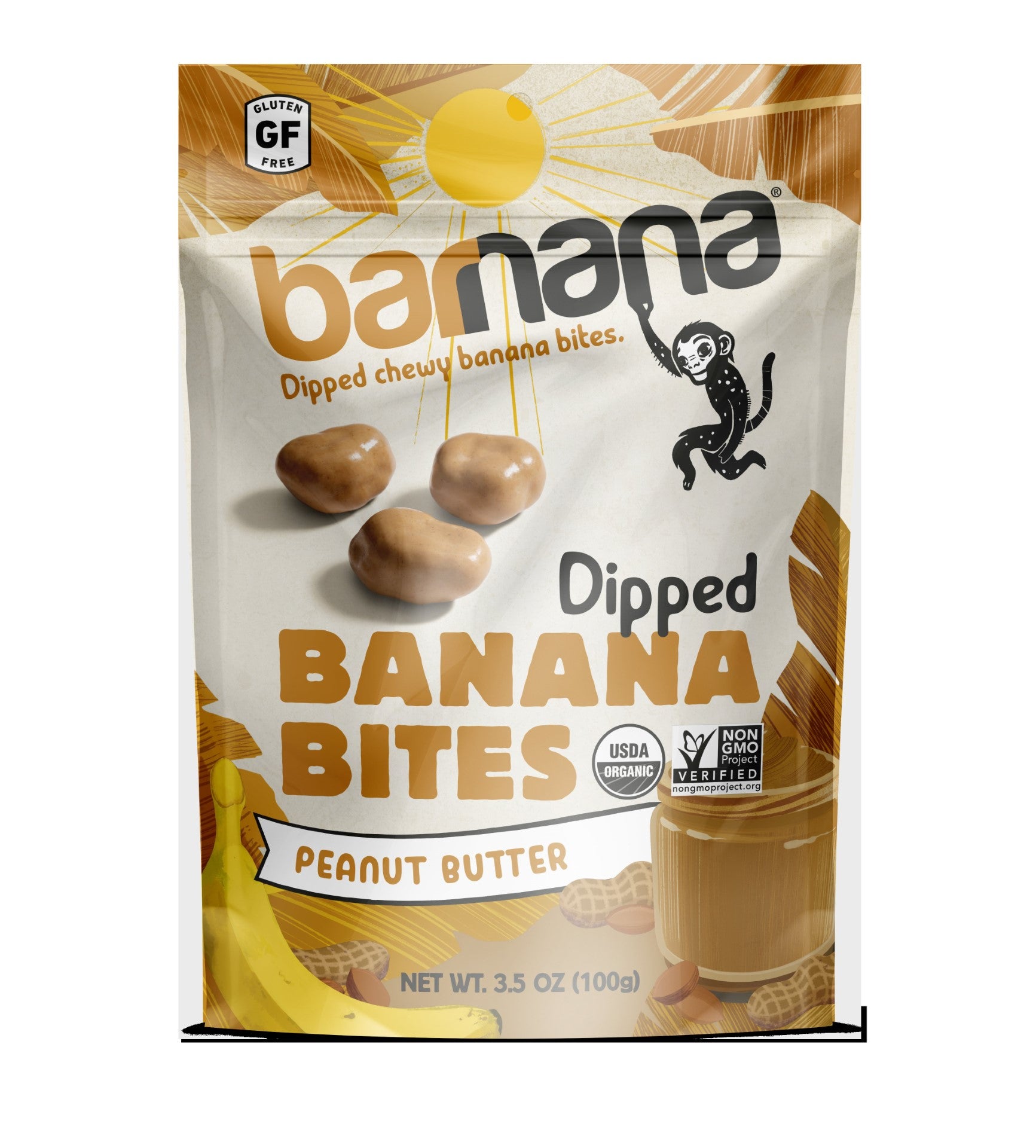 Barnana Peanut Butter Banana Bites 3.5 Ounce Size - 12 Per Case.