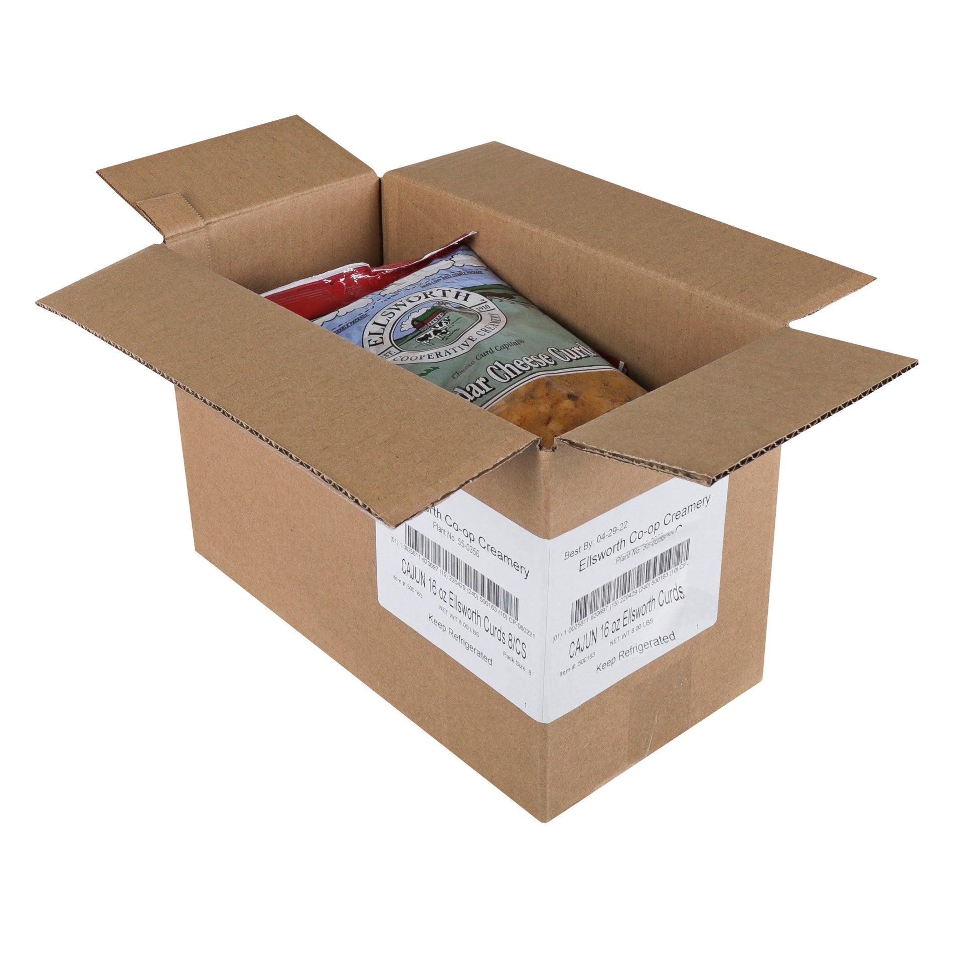Ellsworth Cajun Cheddar Cheese Curd 16 Ounce Size - 8 Per Case.