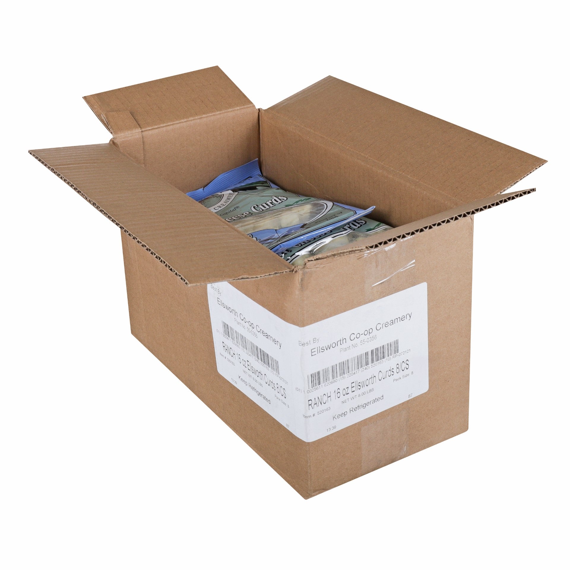 Ranch White Cheddar Cheese Curd 16 Ounce Size - 8 Per Case.