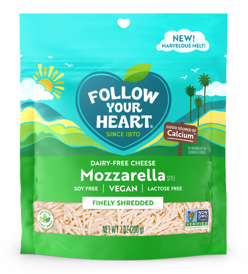 Dairy Free Cheese Mozzarella Style Finely Shredded 7 Ounce Size - 8 Per Case.
