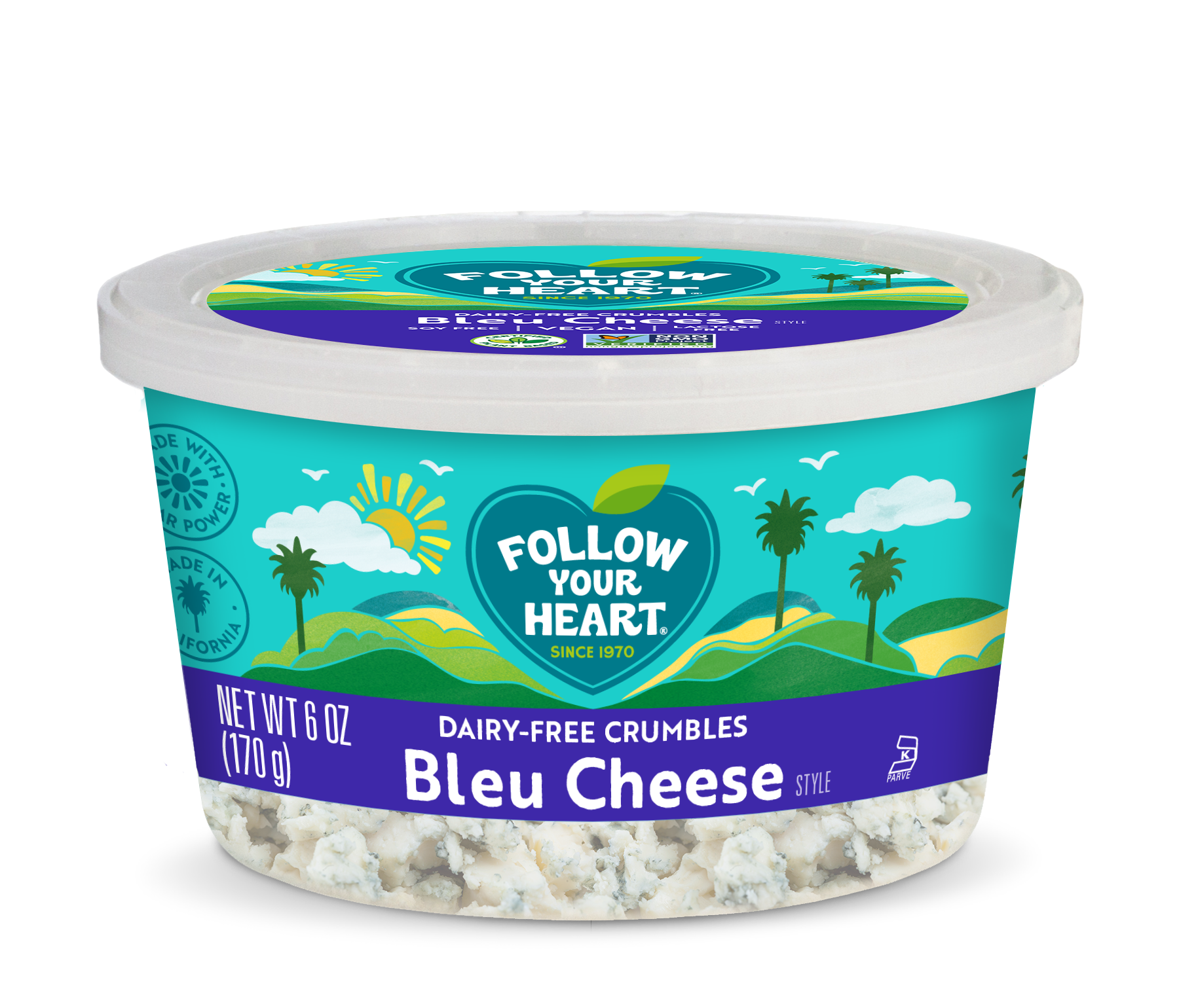 Dairy Free Crumbles Bleu Cheese Style 6 Ounce Size - 8 Per Case.