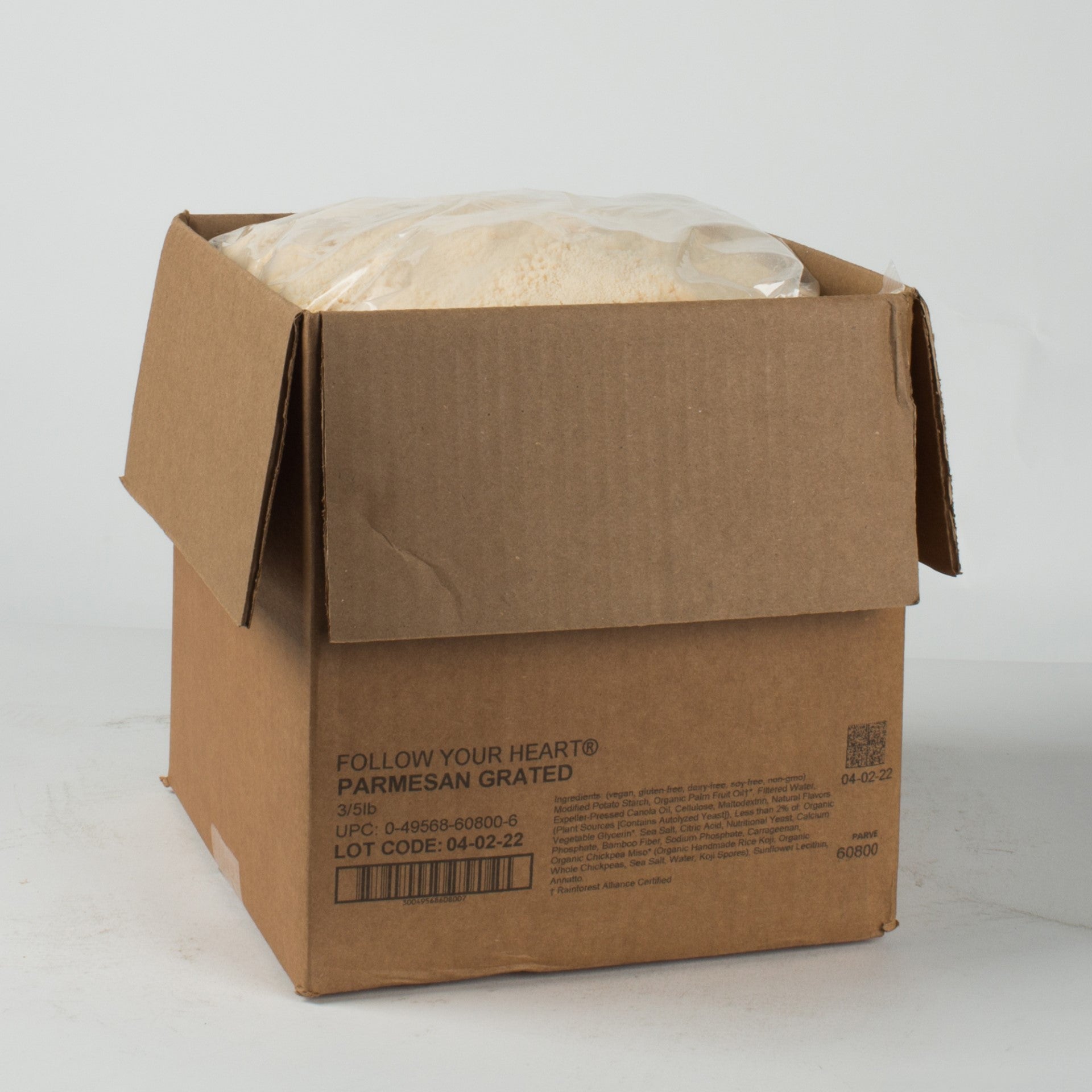 Dairy Free Parmesan Grated Vegan Cheese Alternative 5 Pound Each - 3 Per Case.