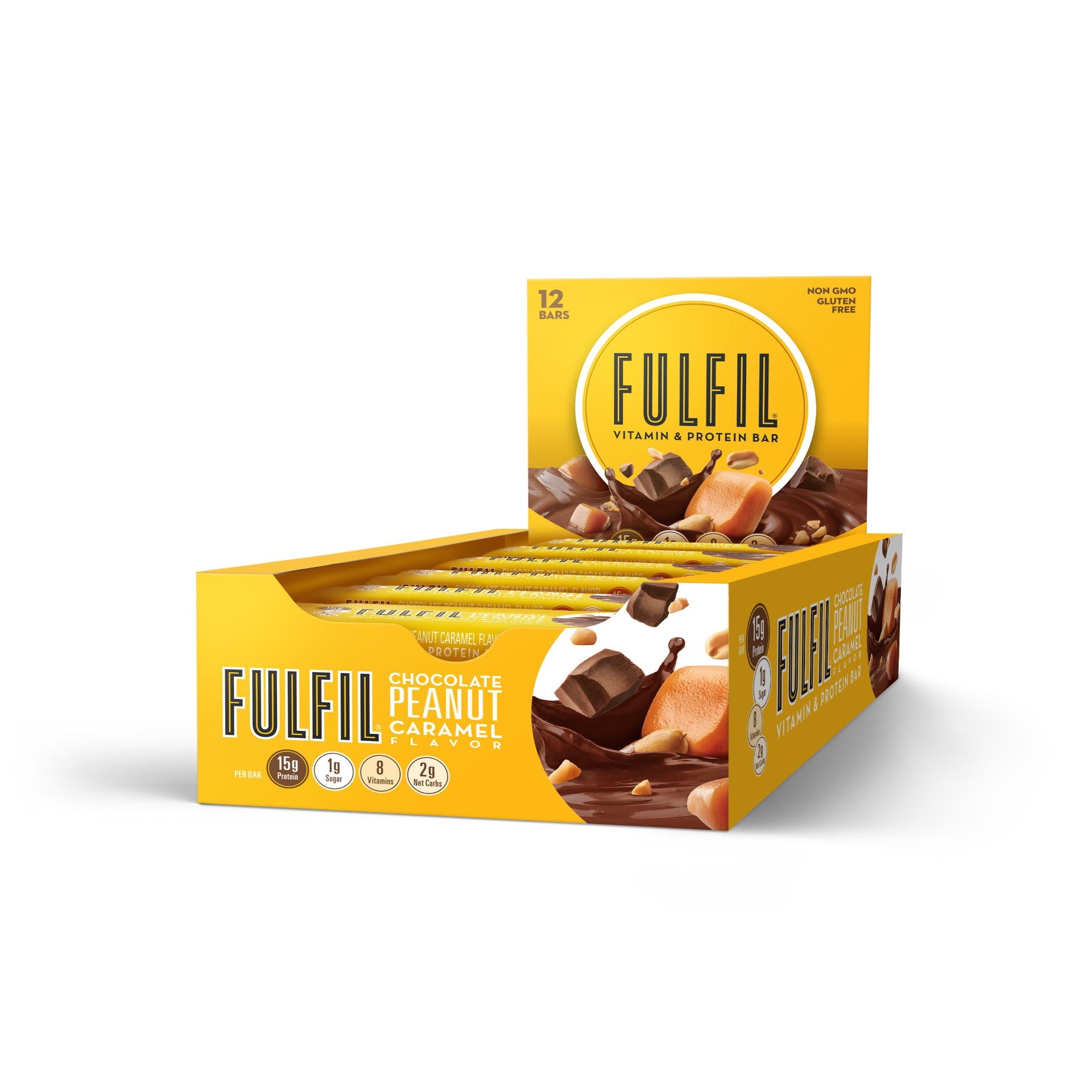 Fulfil Chocolate Peanut Caramel Vitamin & Protein Bar 1.41 Ounce Size - 72 Per Case.