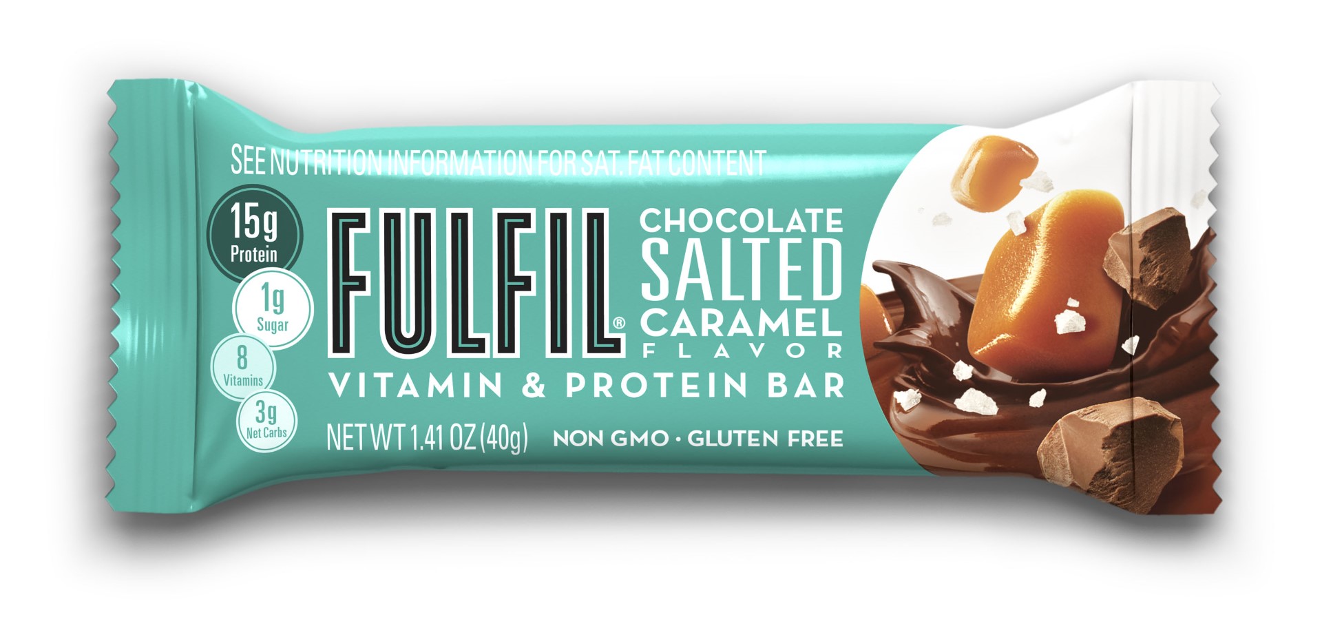 Fulfil Chocolate Salted Caramel Vitamin & Protein Bar 1.41 Ounce Size - 72 Per Case.