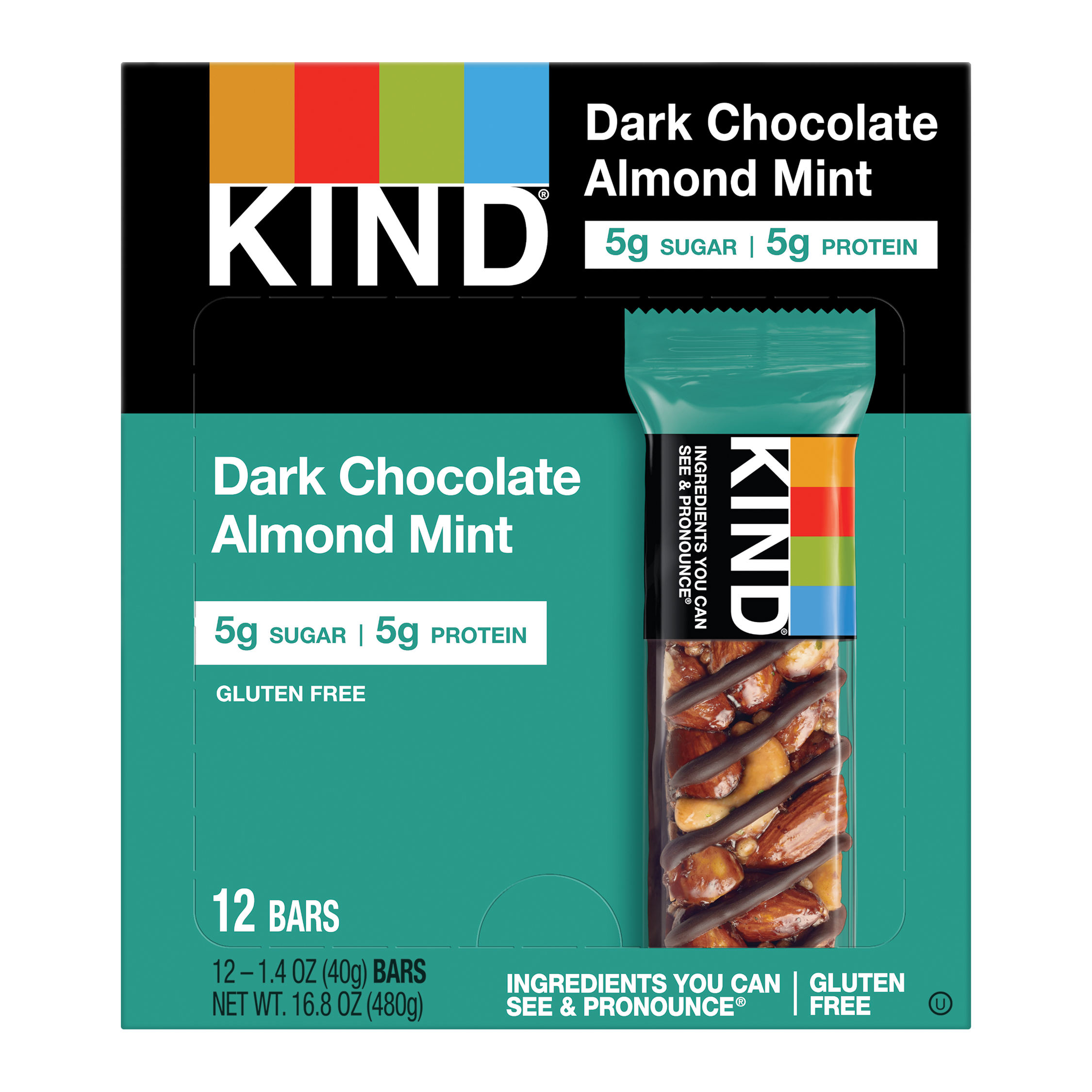 Kind Snacks Dark Chocolate Almond Mint Bar 1.4 Ounce Size - 72 Per Case.