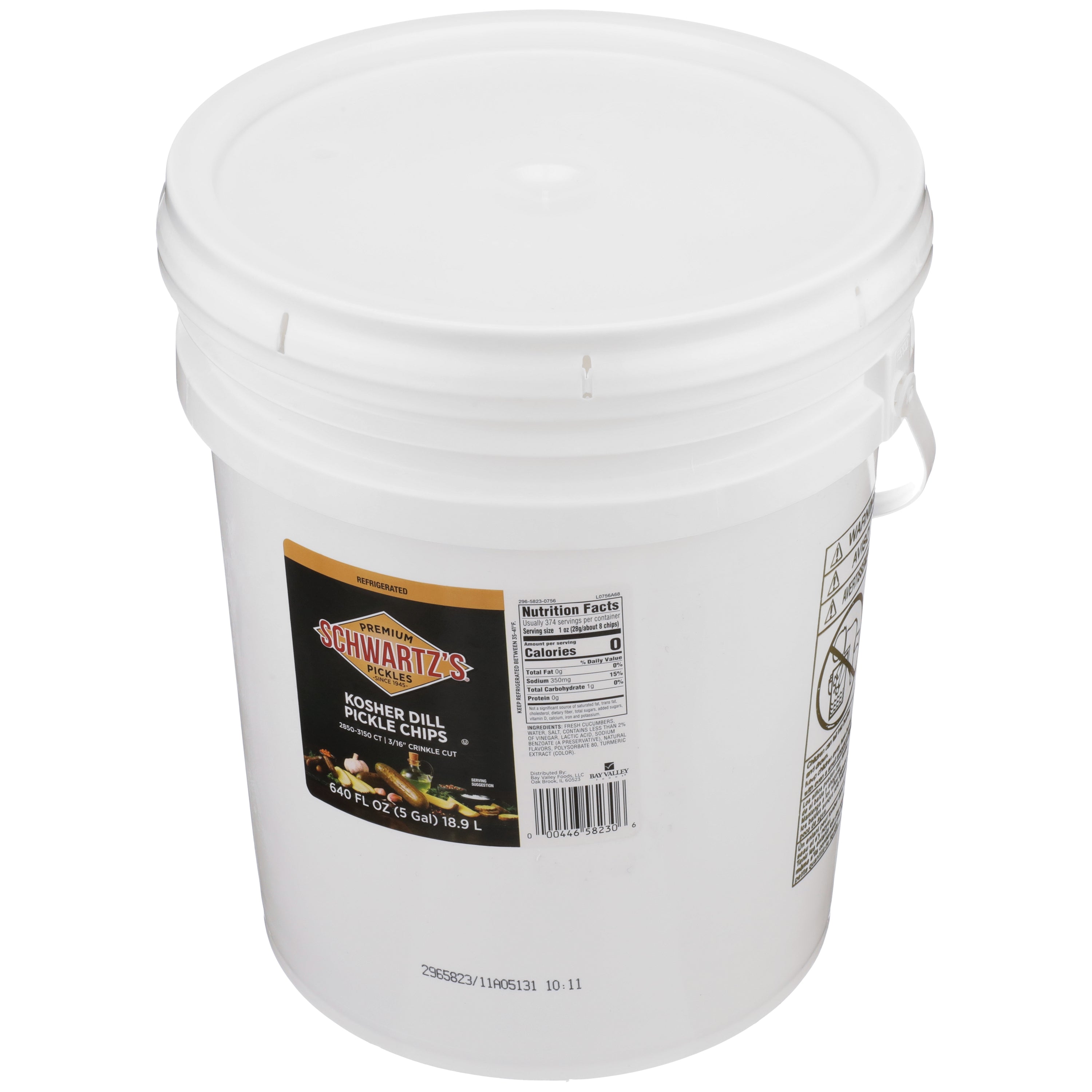 Schwartz's 2850-3150 Count 3/16 Inch Kosher Hamburger Pickle Slices, 5 Gallon